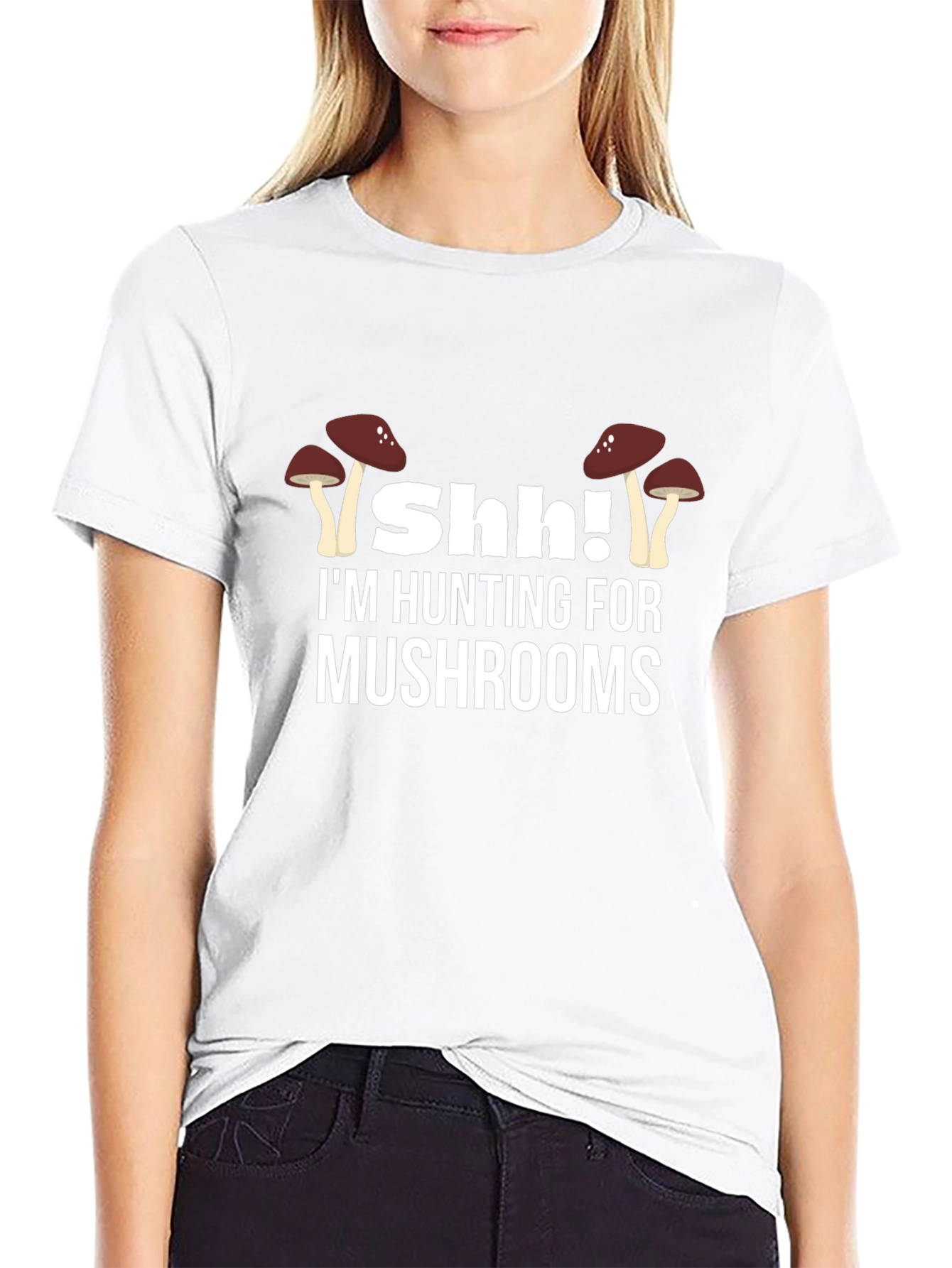 Shh! Hunting Mushrooms Graphic Tee - Black