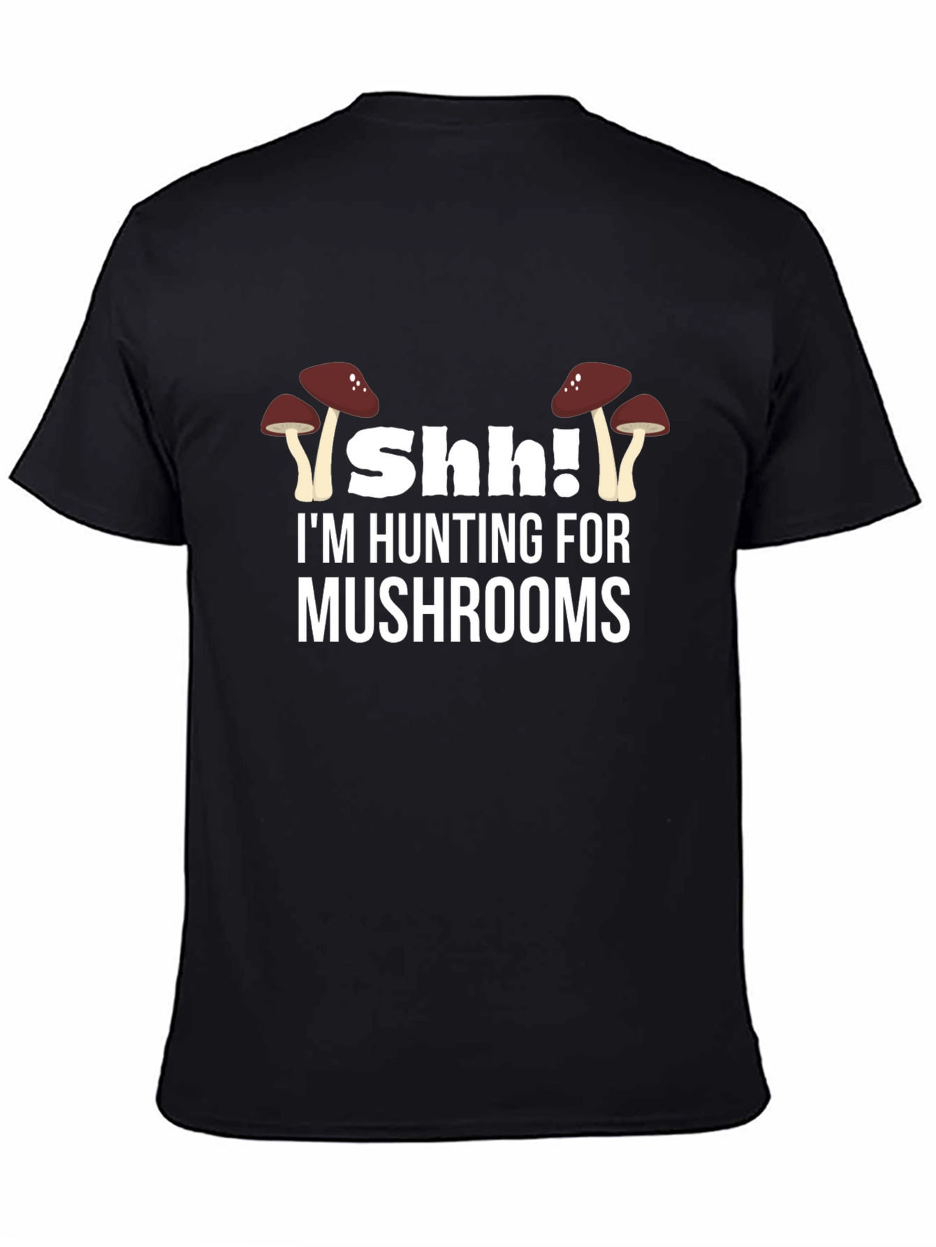 Shh! Hunting Mushrooms Graphic Tee - Black