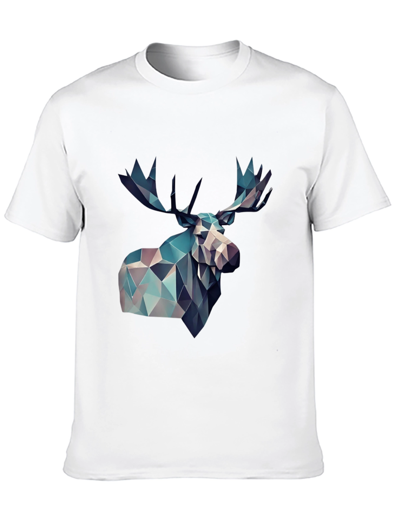 Geometric Moose Graphic Print Black T-Shirt