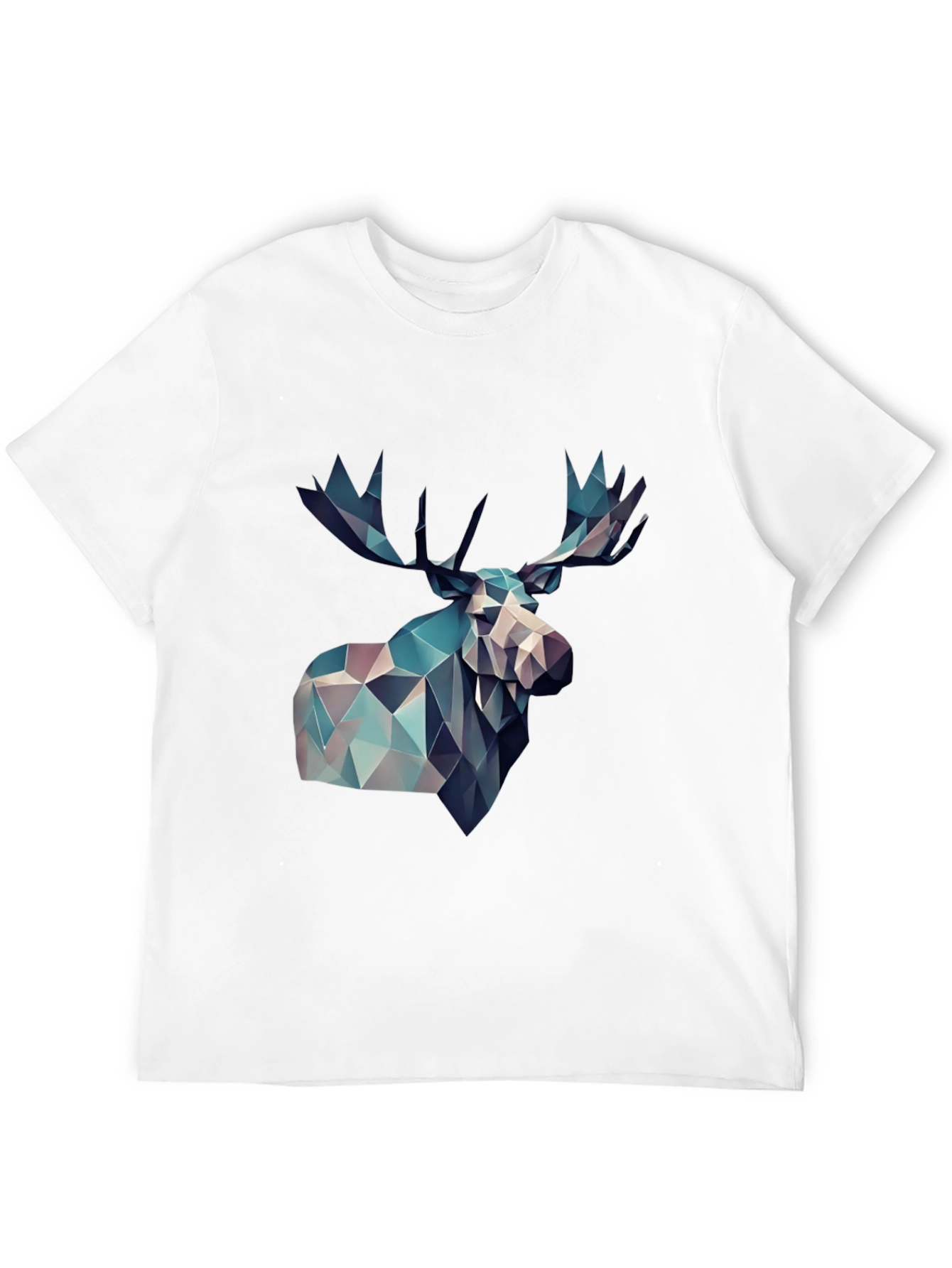 Geometric Moose Graphic Print Black T-Shirt