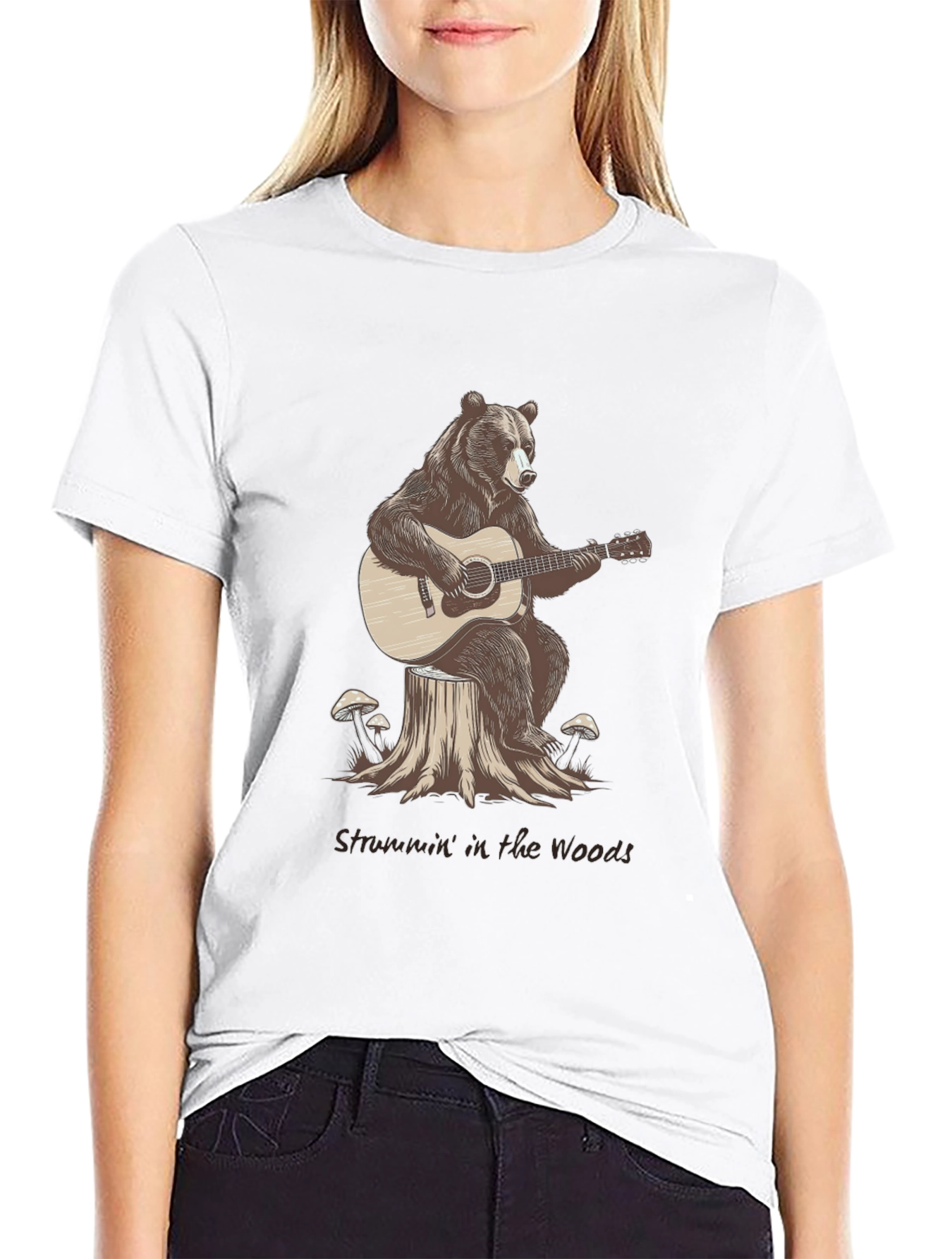 Bear Playing Guitar Graphic T-Shirt