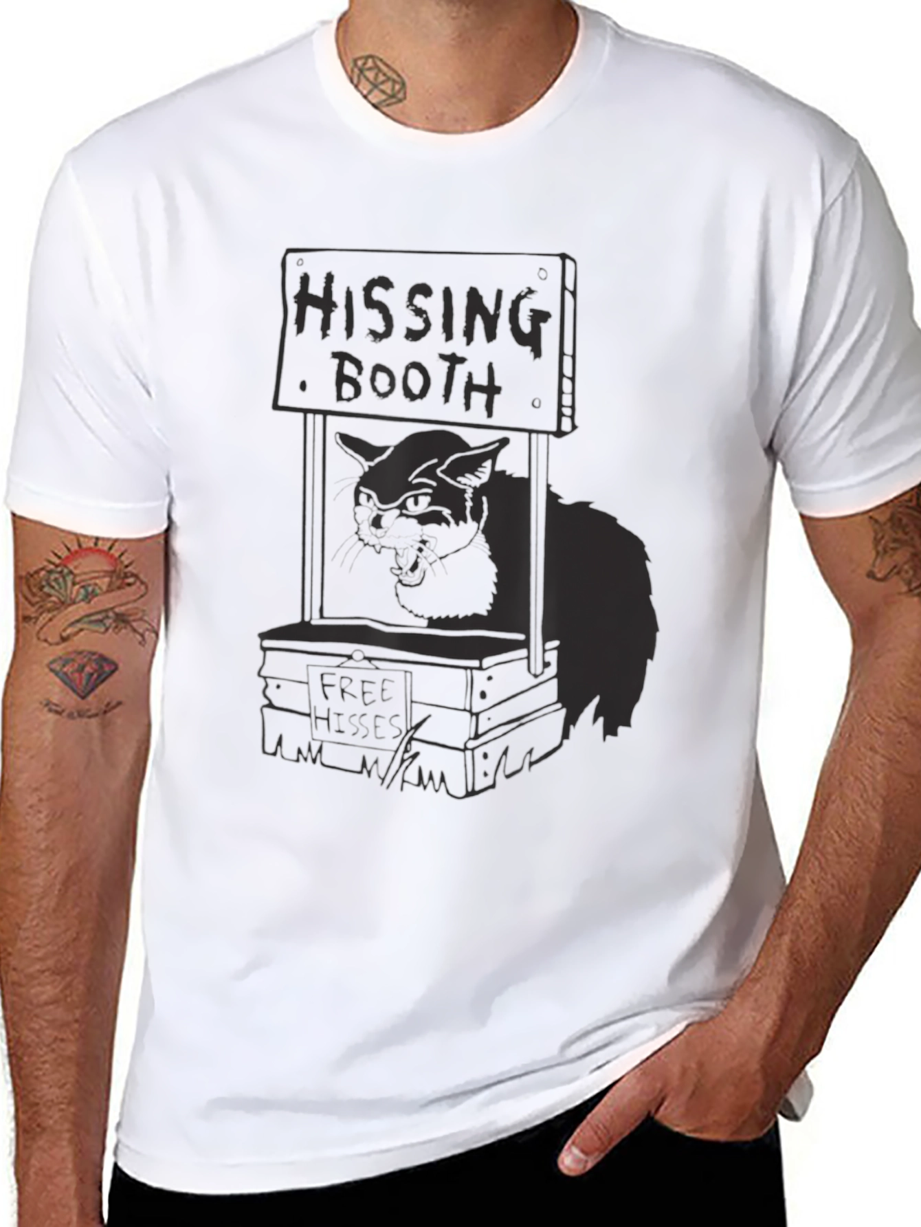 Hissing Booth Cat Graphic Tee - Black