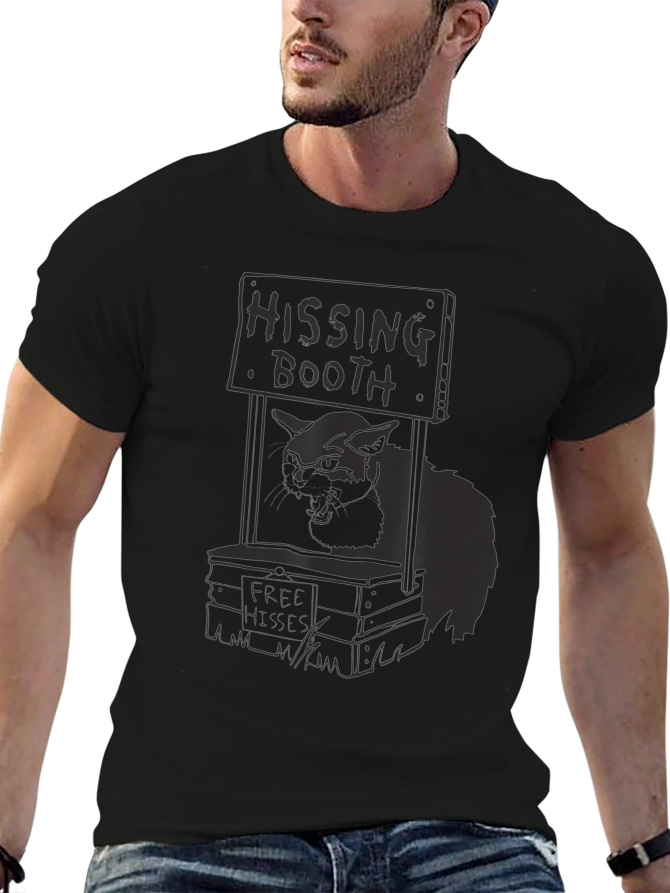 Hissing Booth Cat Graphic Tee - Black