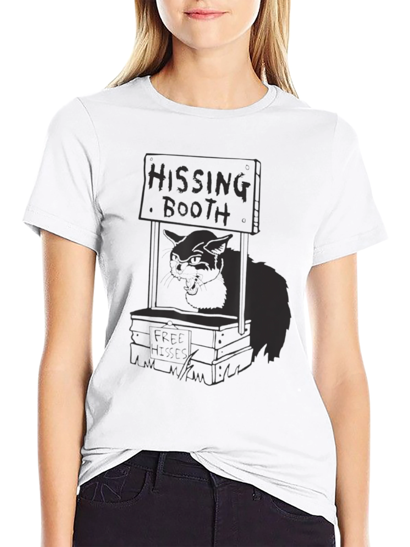 Hissing Booth Cat Graphic Tee - Black