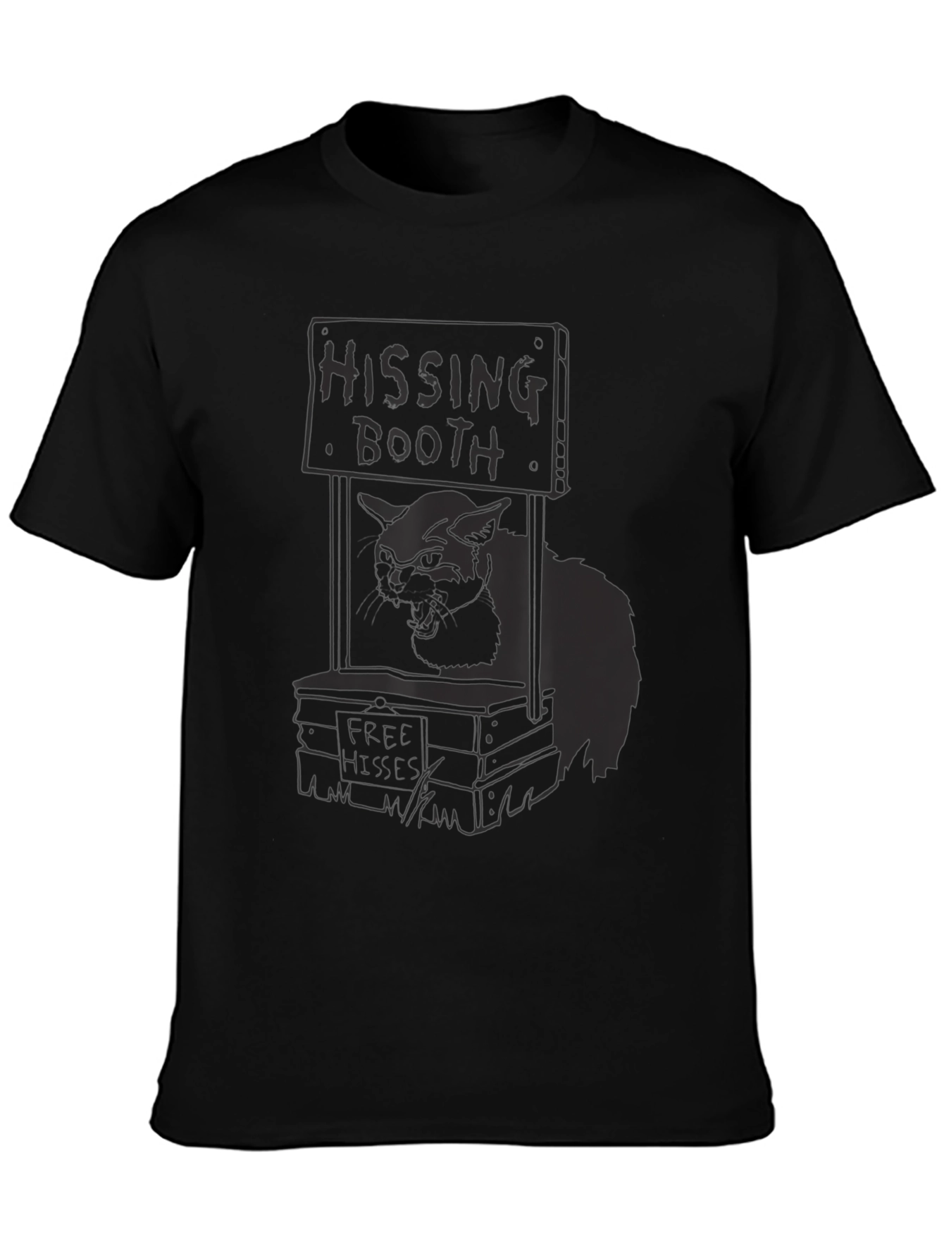 Hissing Booth Cat Graphic Tee - Black