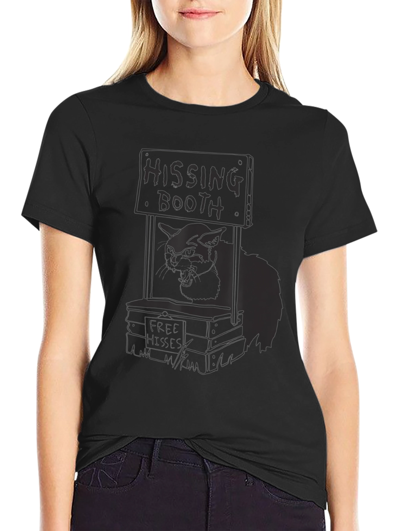 Hissing Booth Cat Graphic Tee - Black