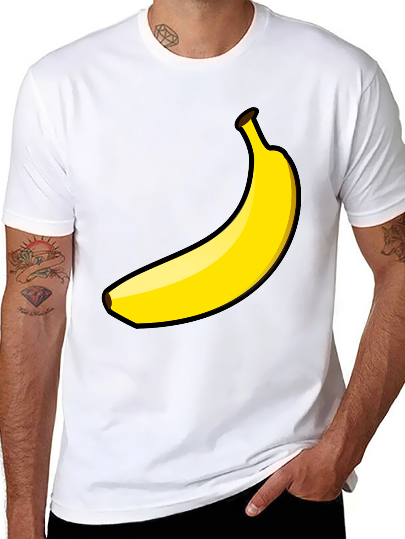 Banana Graphic Tee - Black Cotton Casual Shirt