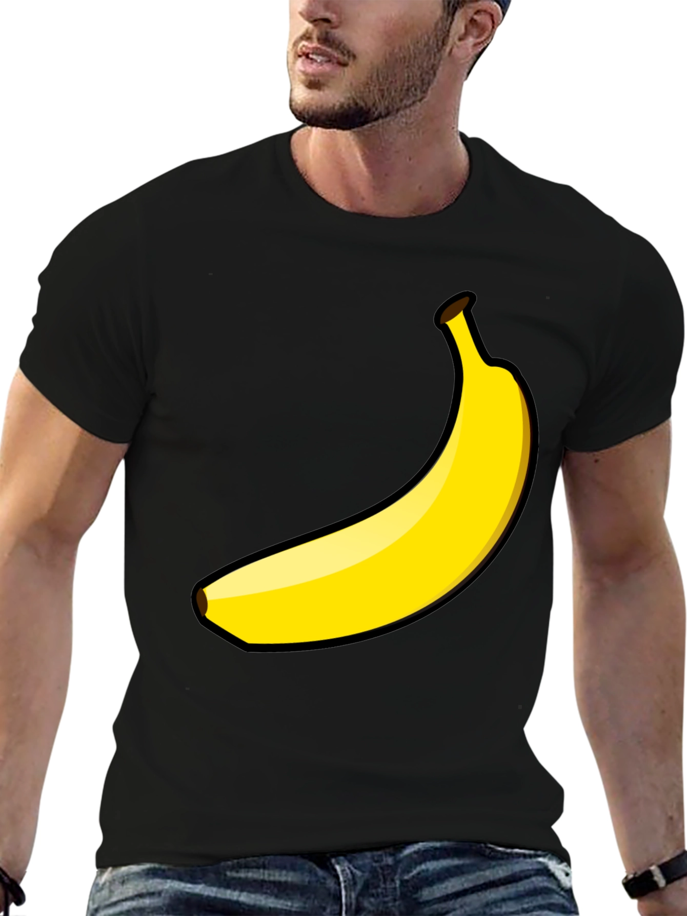 Banana Graphic Tee - Black Cotton Casual Shirt