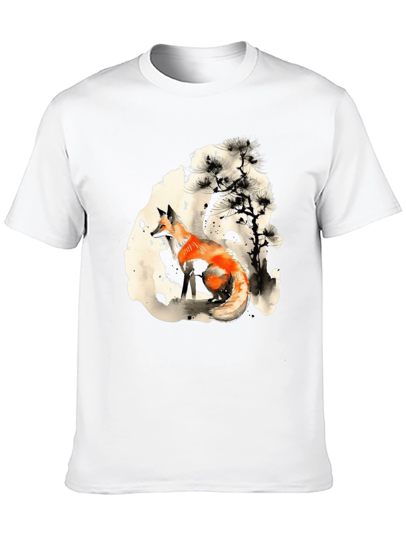 Fox Ink Art Black T-Shirt