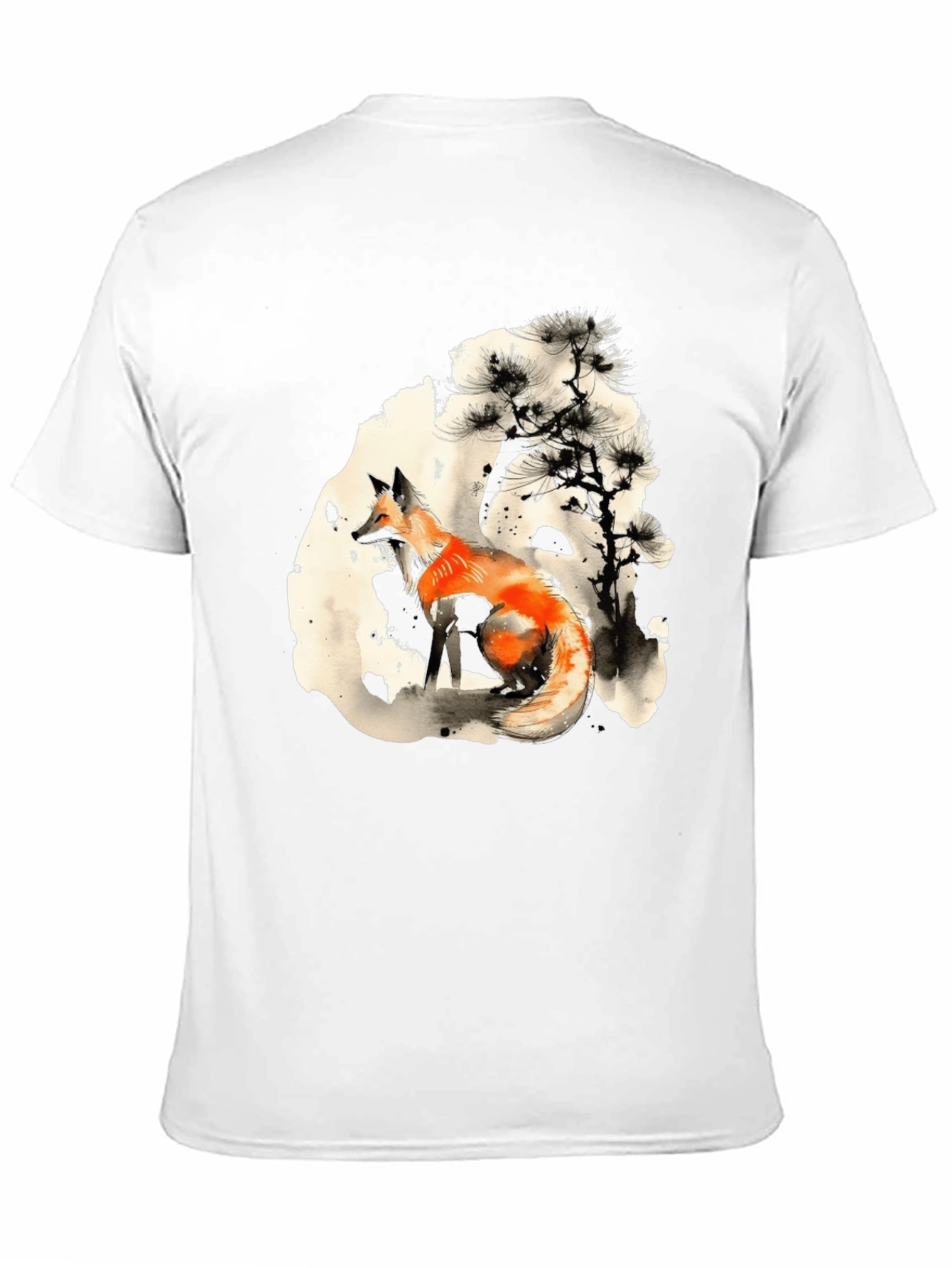 Fox Ink Art Black T-Shirt