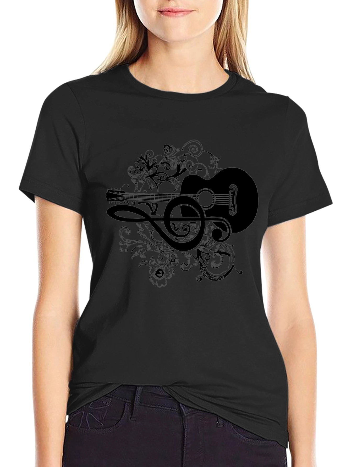 Musical Guitar Graphic Tee - Black