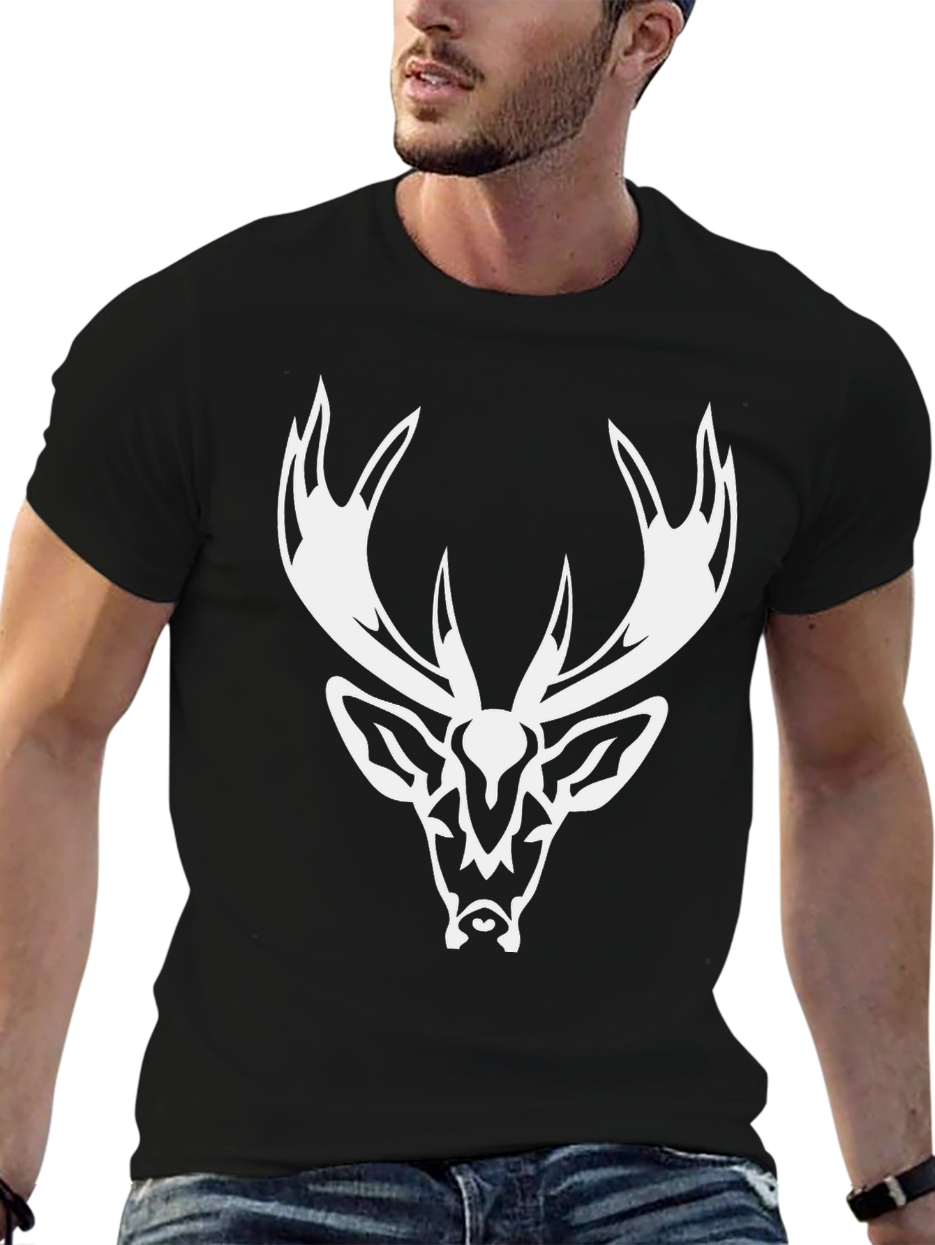 Black Deer Head Graphic Tee