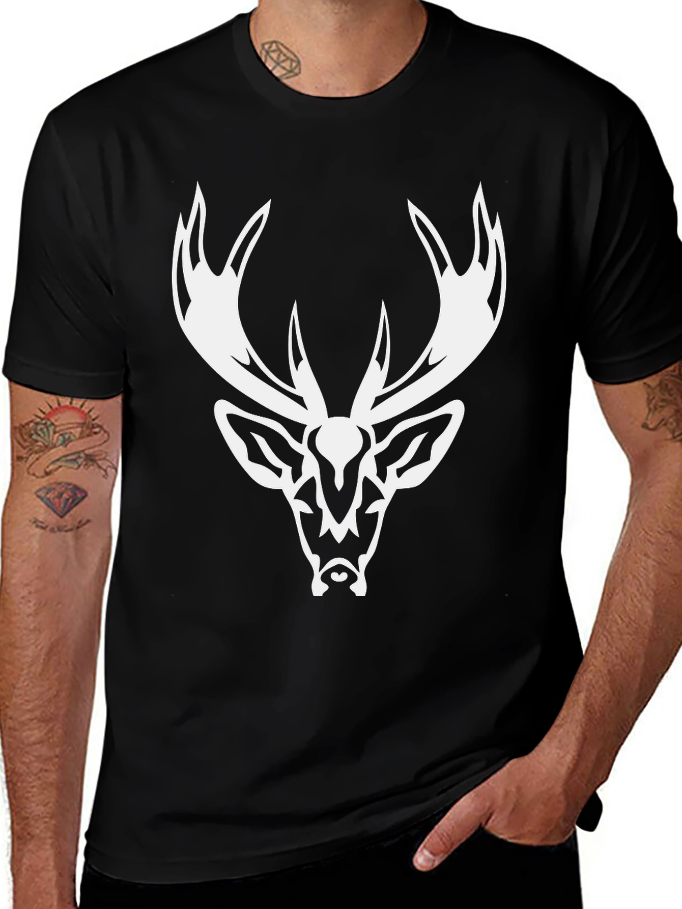 Black Deer Head Graphic Tee