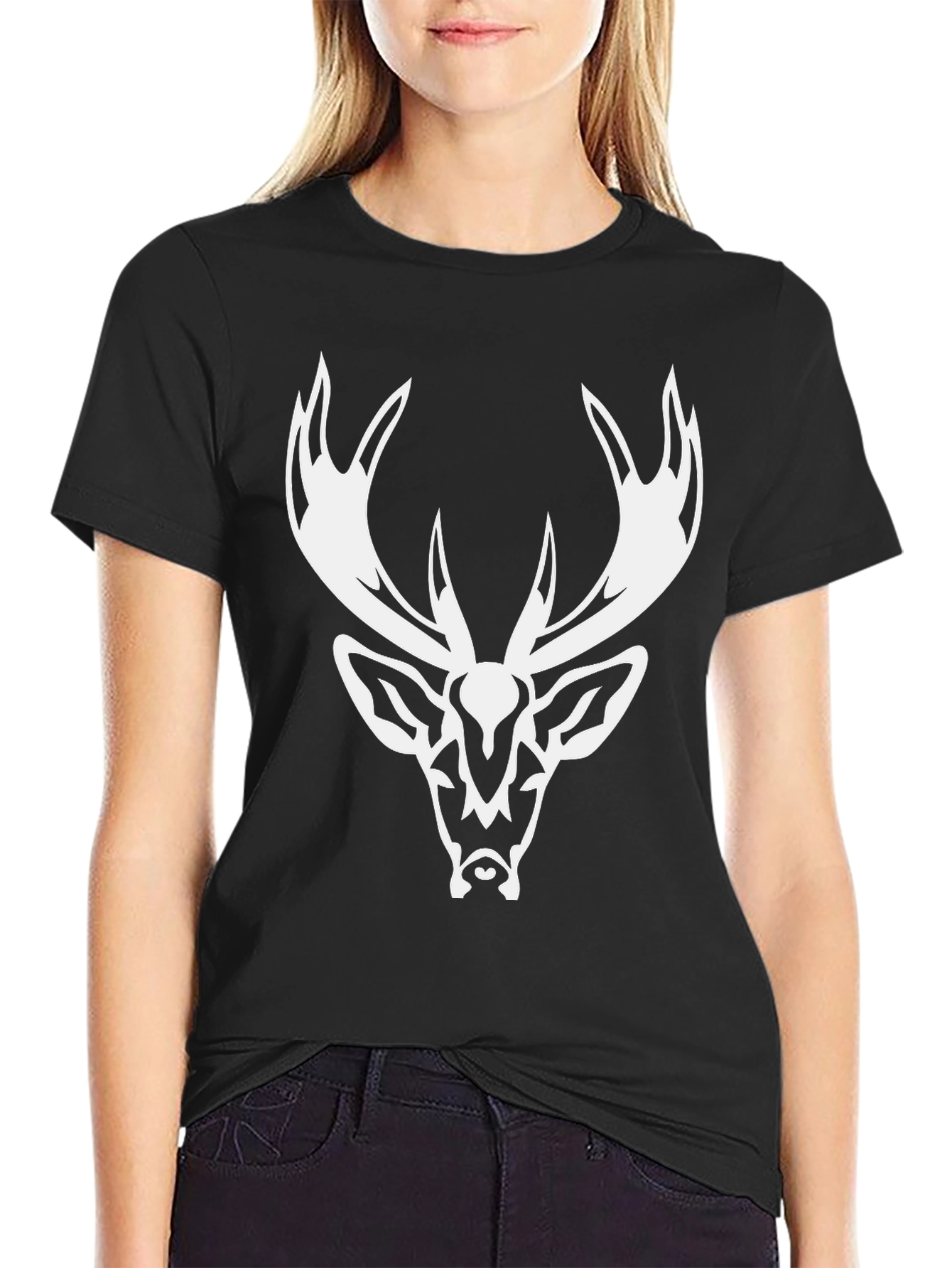 Black Deer Head Graphic Tee