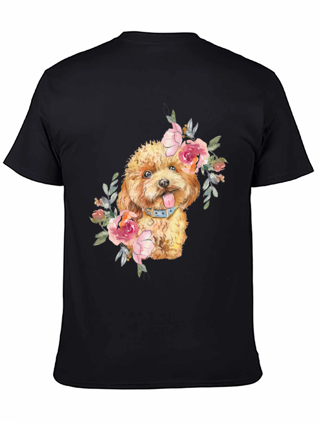 Dog with Flowers Graphic T-Shirt