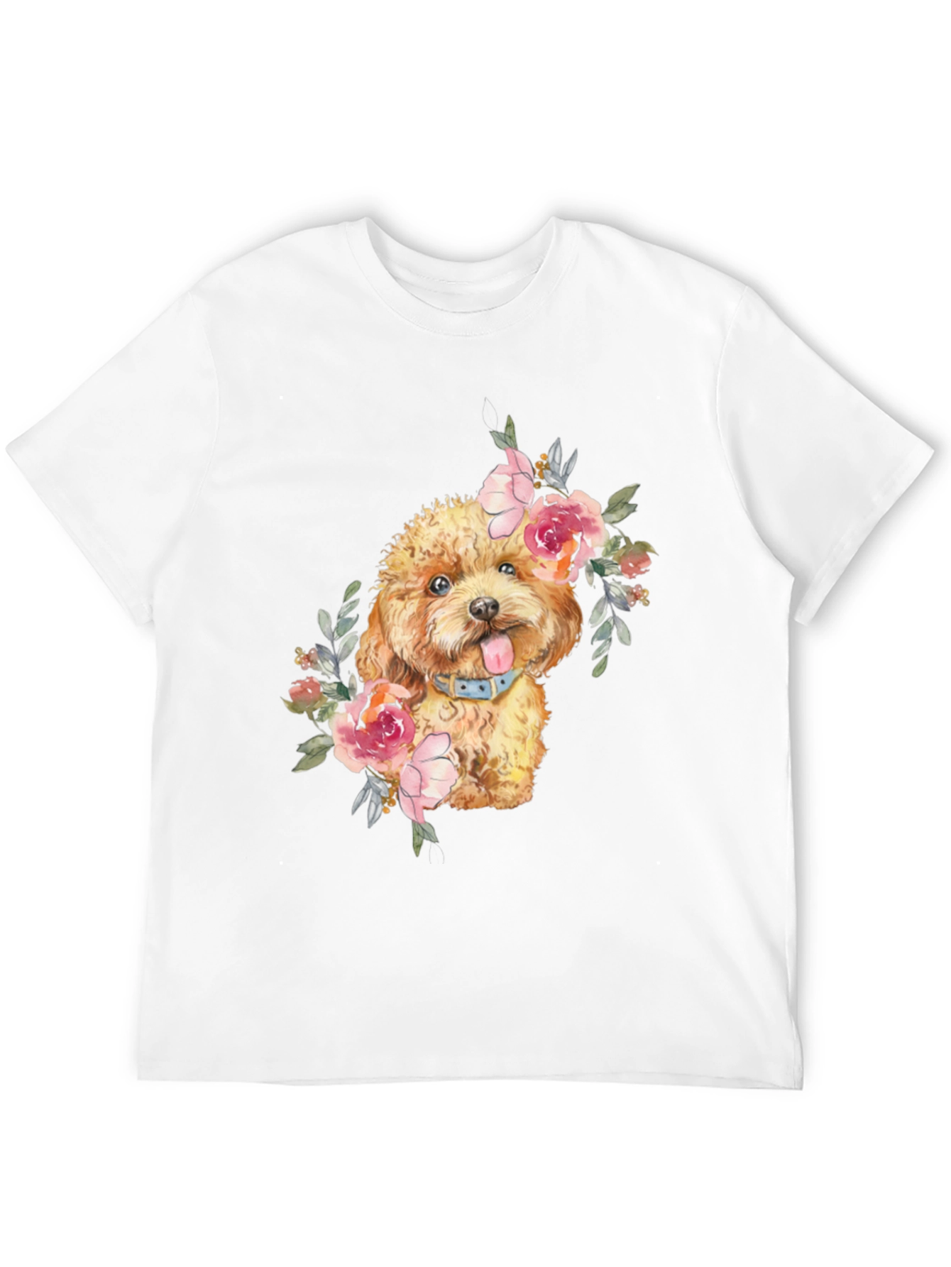 Dog with Flowers Graphic T-Shirt