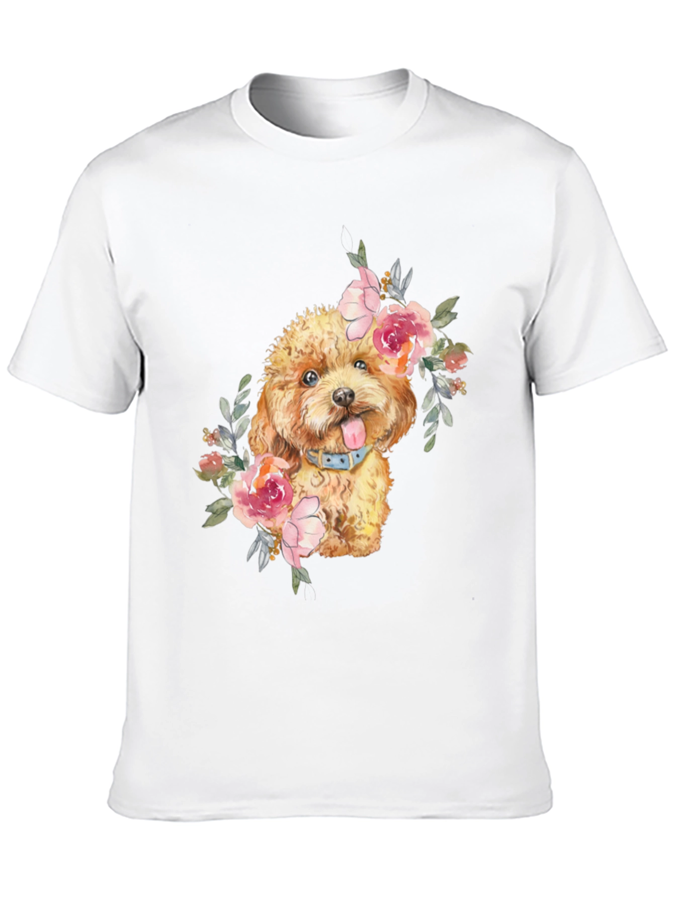 Dog with Flowers Graphic T-Shirt