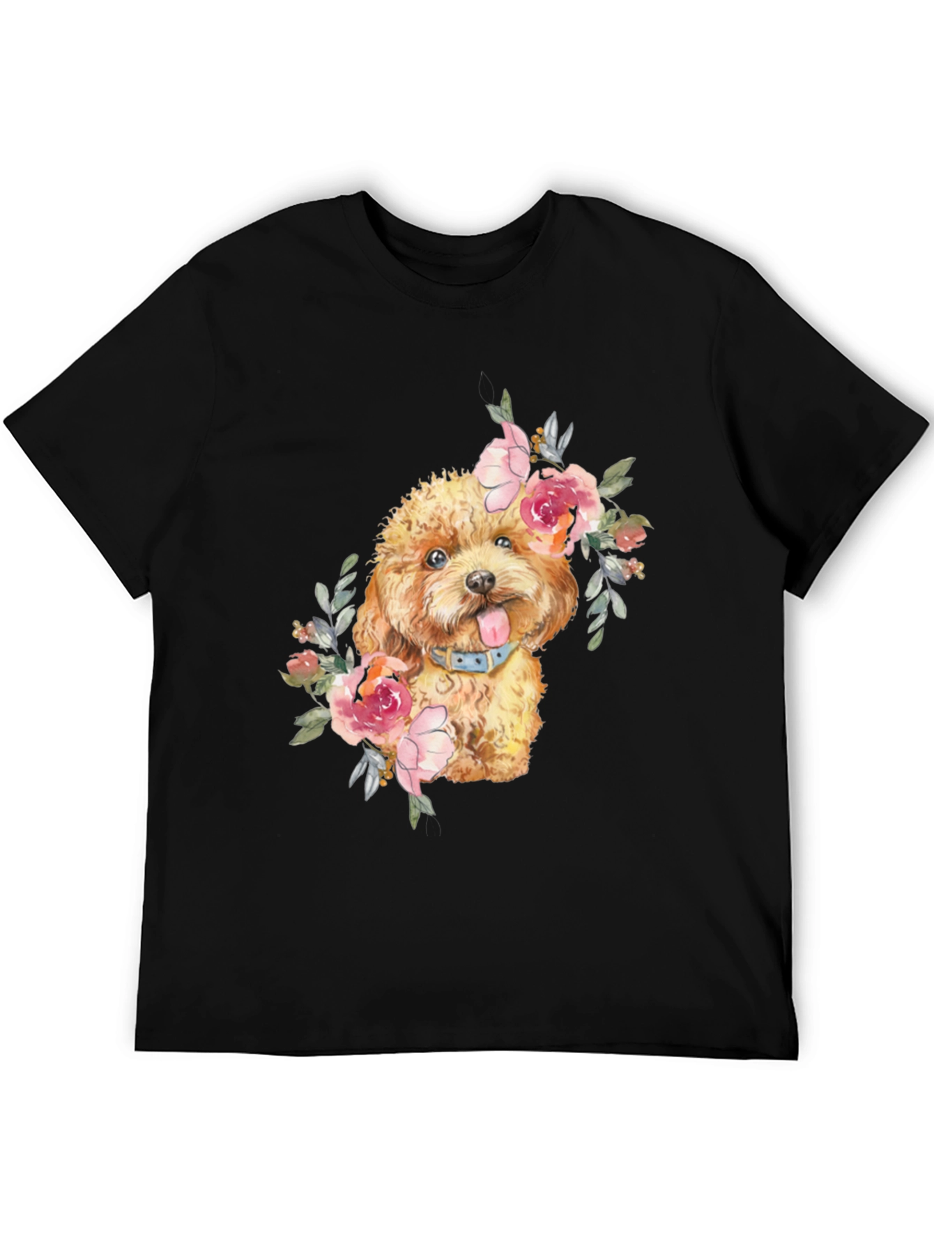 Dog with Flowers Graphic T-Shirt