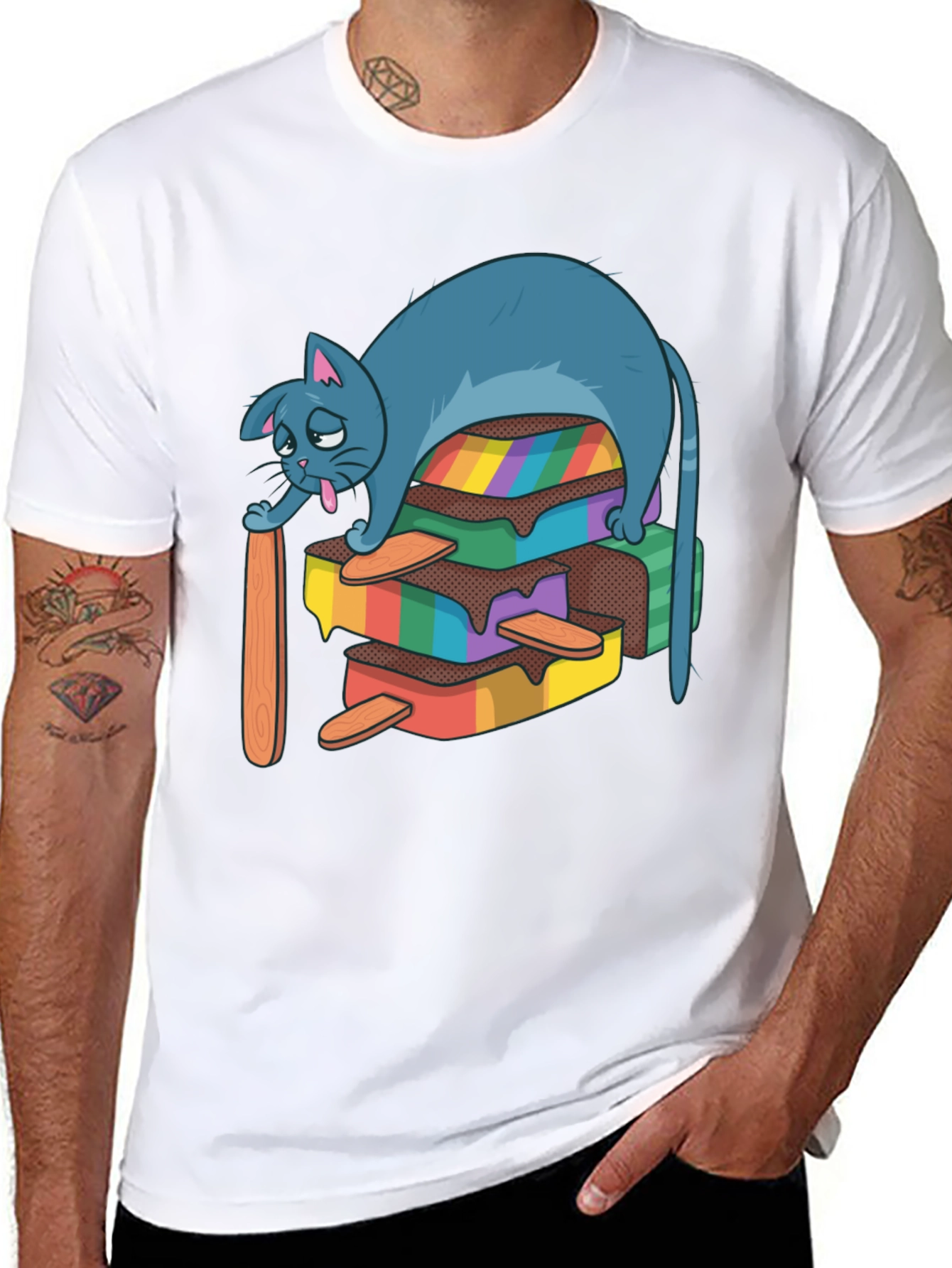 Rainbow Popsicle Cat T-Shirt