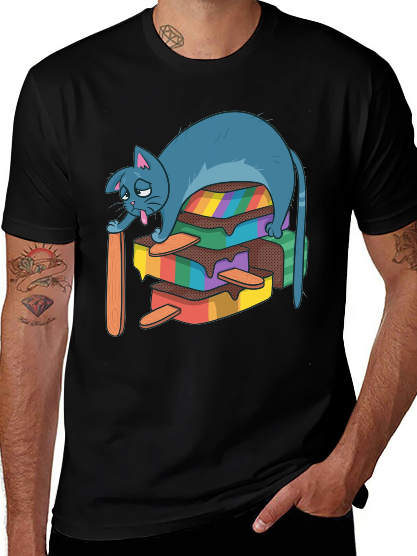 Rainbow Popsicle Cat T-Shirt
