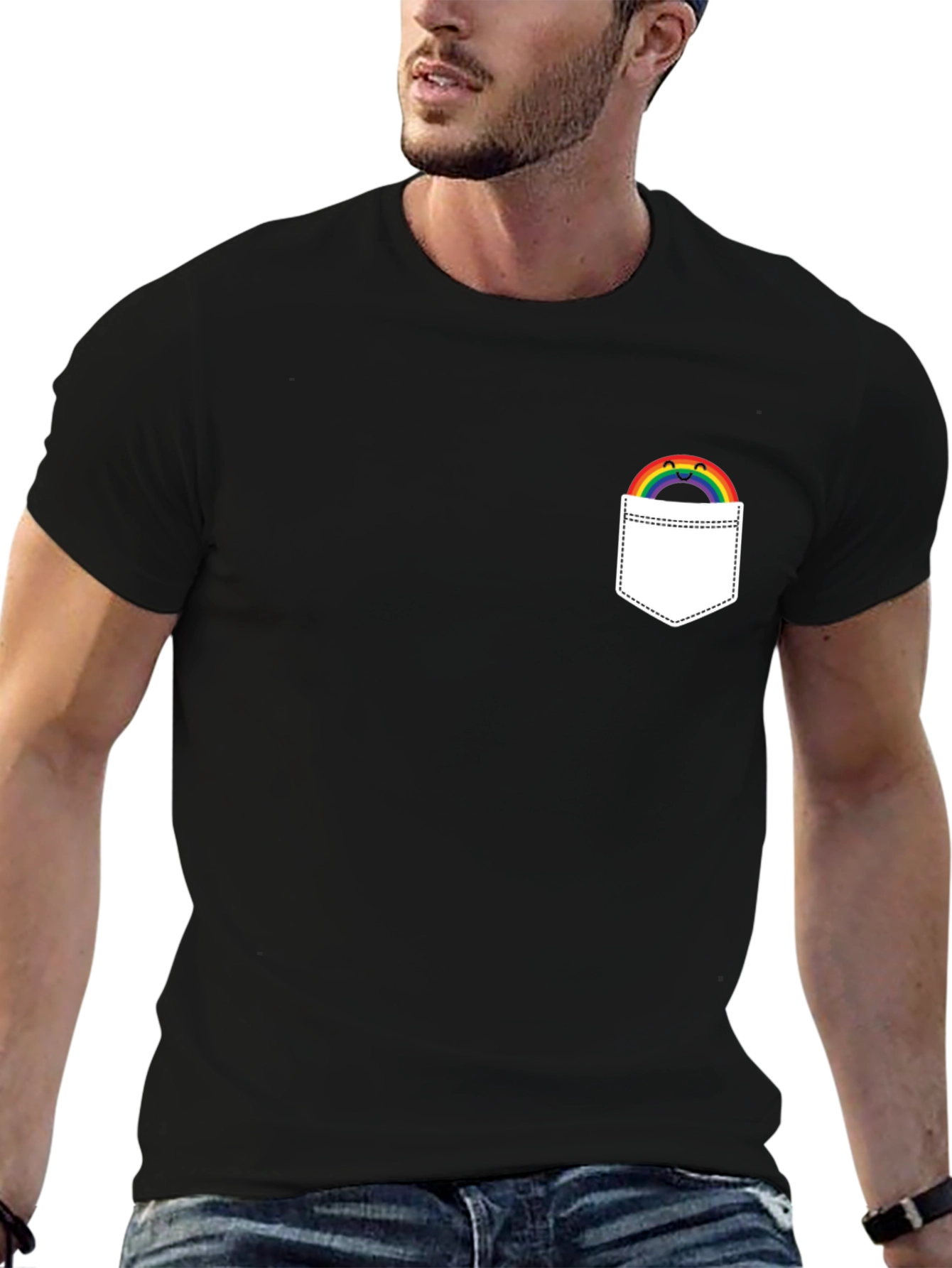 Rainbow Pocket Graphic T-Shirt