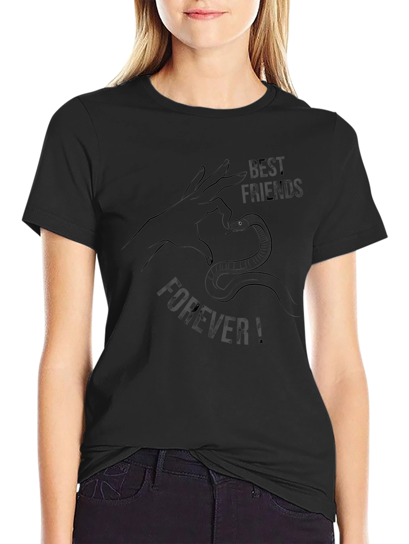 Best Friends Forever Snake Heart Black Tee