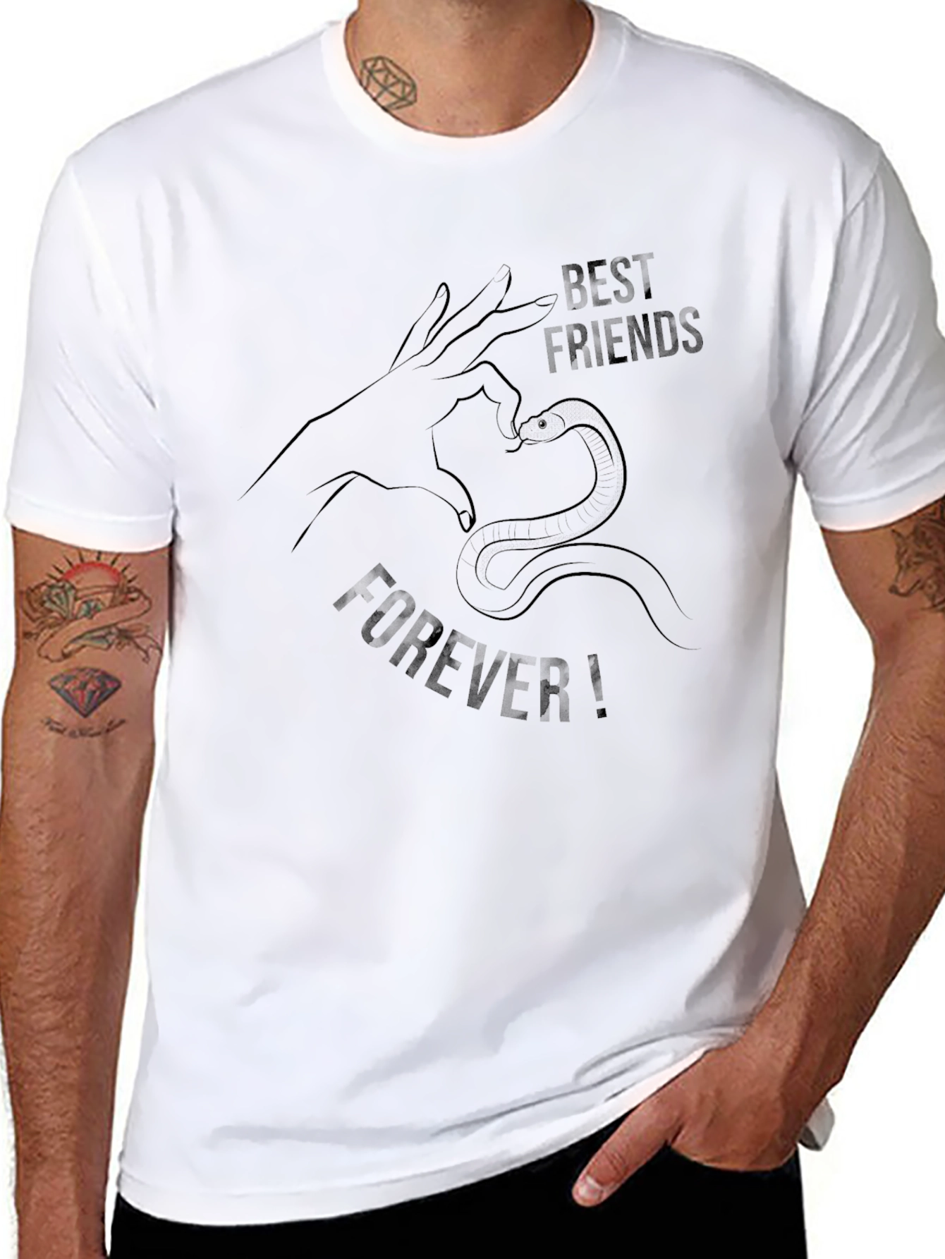 Best Friends Forever Snake Heart Black Tee