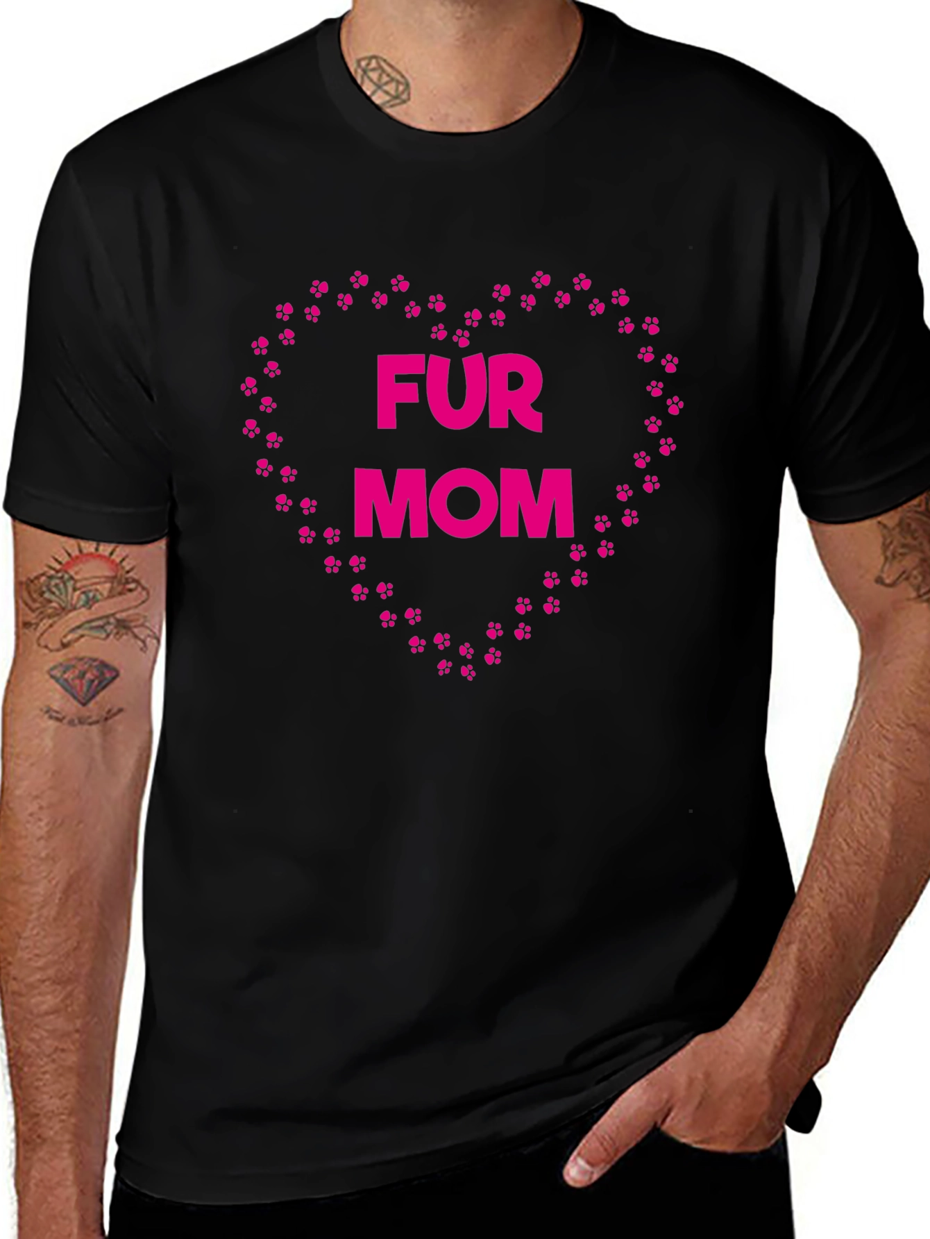 Fur Mom Paw Print Heart T-Shirt