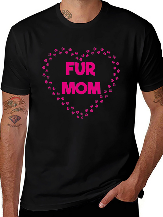 Fur Mom Paw Print Heart T-Shirt