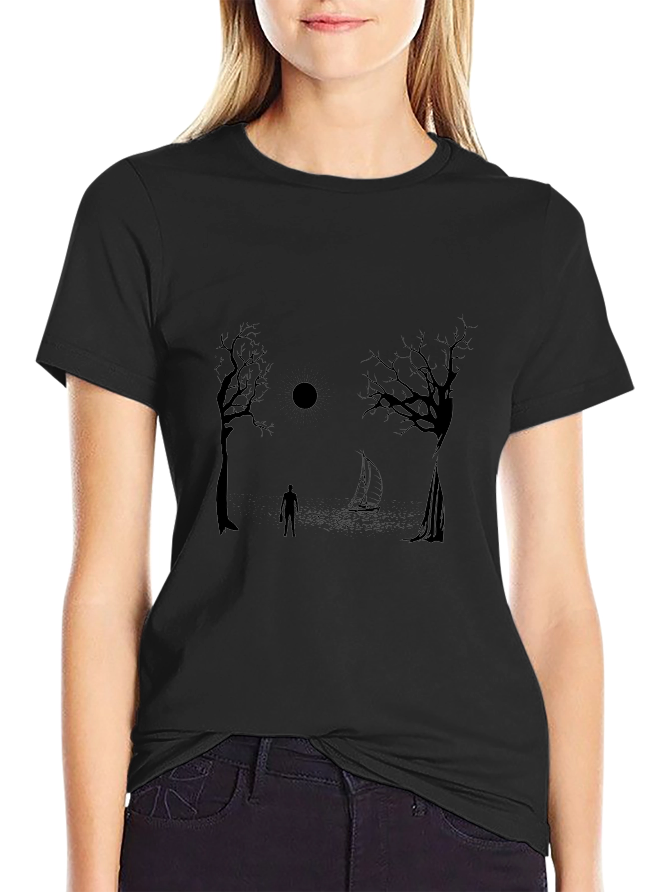 Mystic Night Graphic Tee - Black Cotton