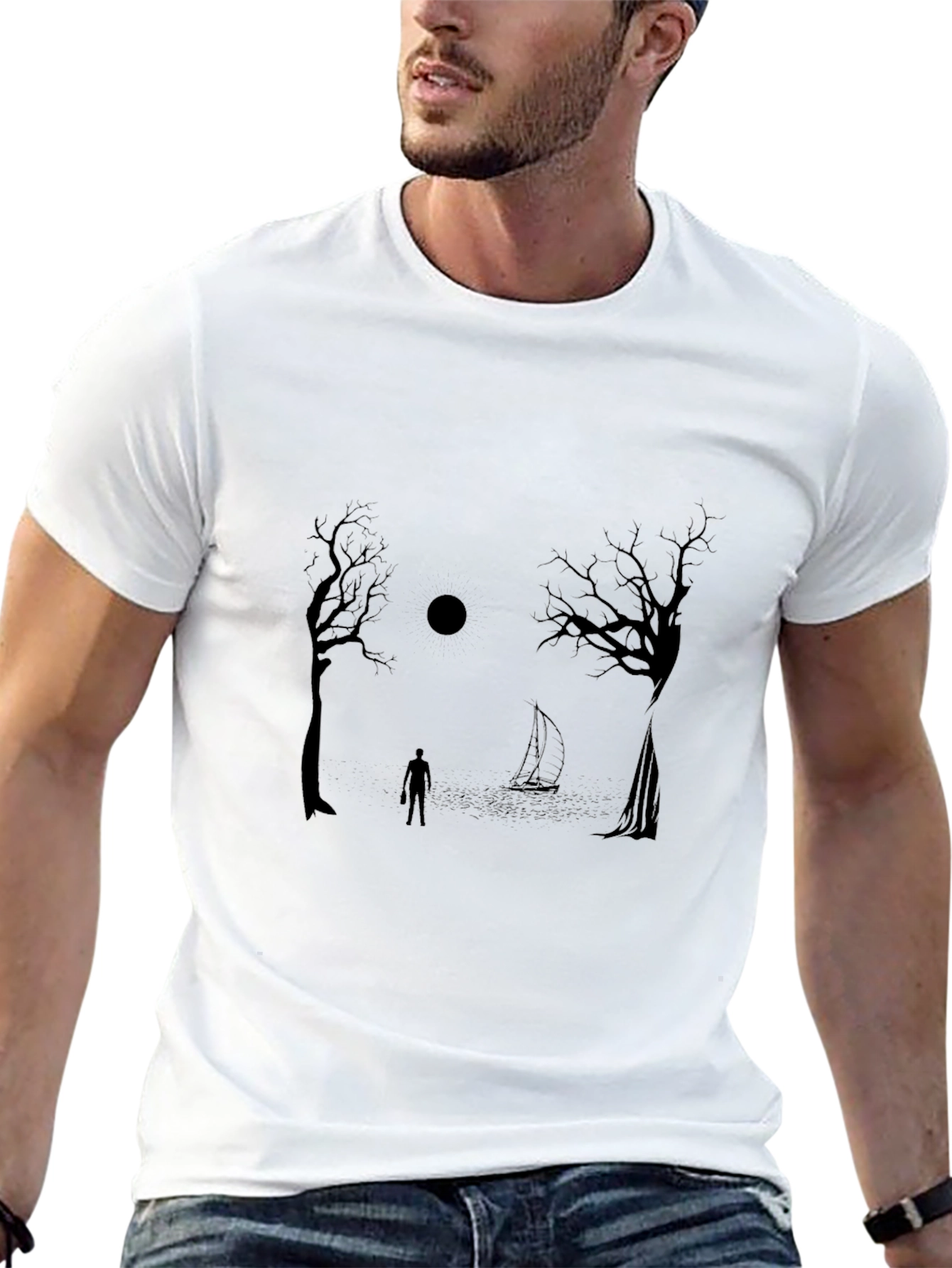 Mystic Night Graphic Tee - Black Cotton