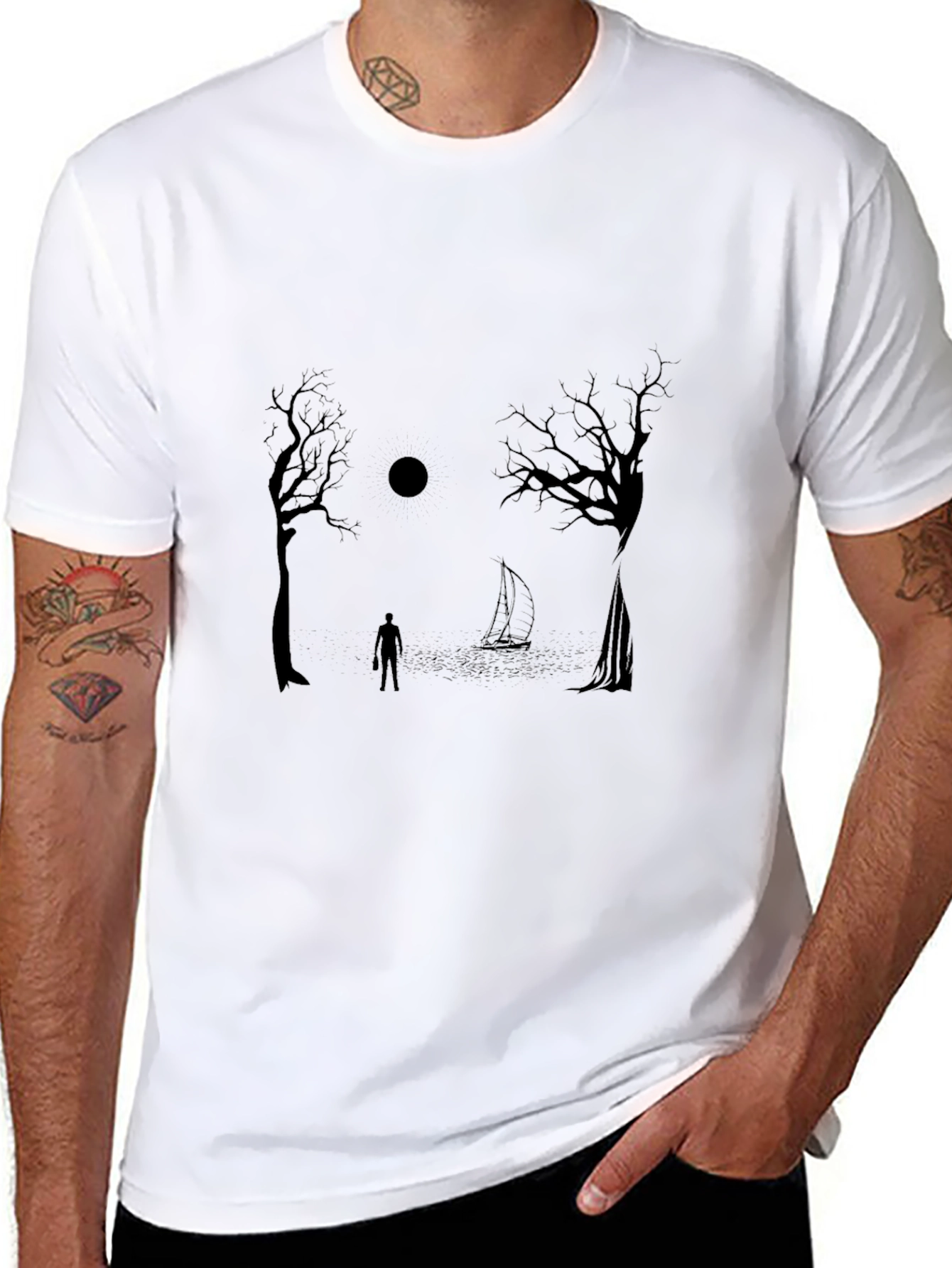 Mystic Night Graphic Tee - Black Cotton