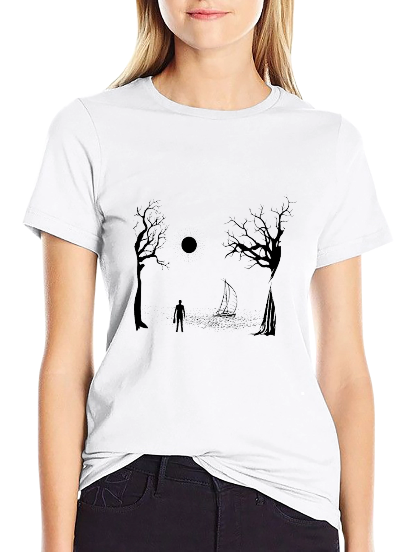 Mystic Night Graphic Tee - Black Cotton