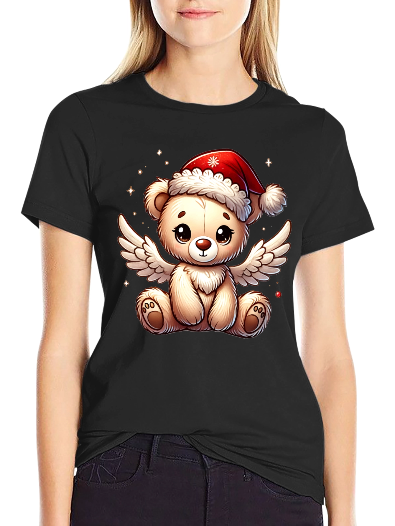 Festive Teddy Bear Angel Graphic Tee