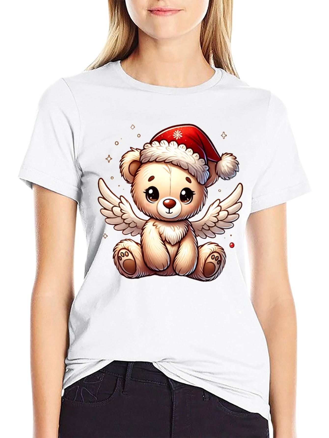 Festive Teddy Bear Angel Graphic Tee