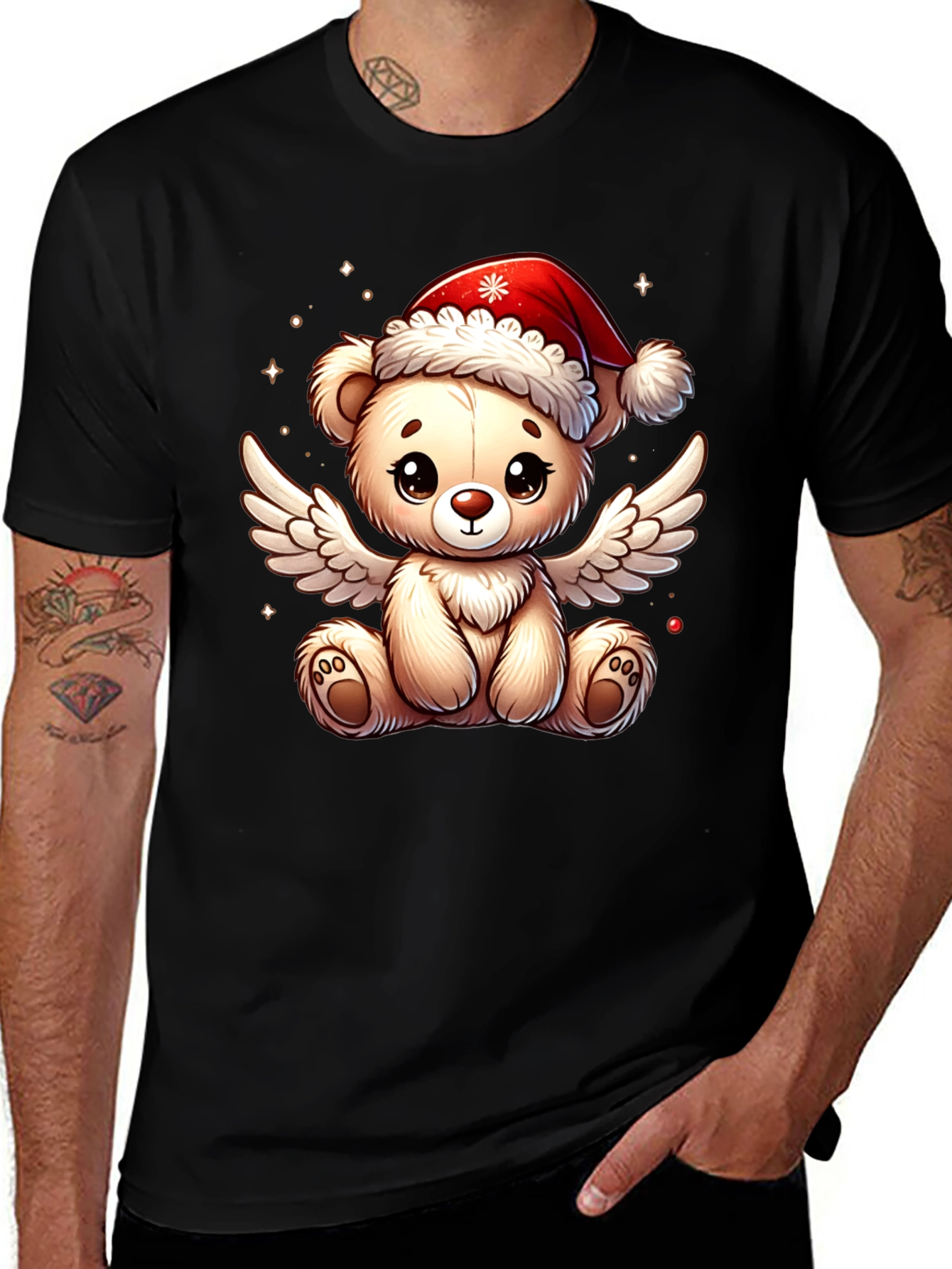 Festive Teddy Bear Angel Graphic Tee