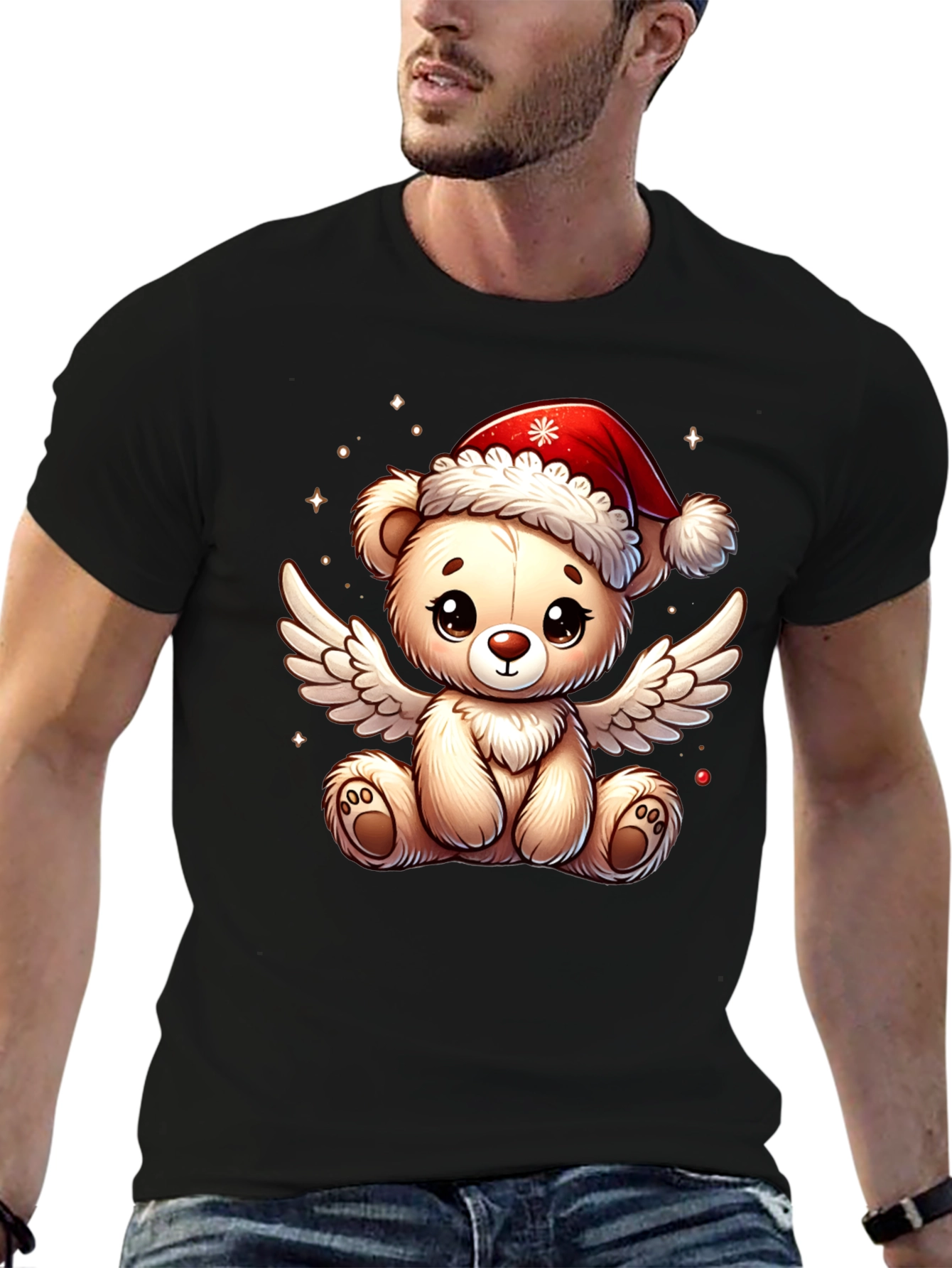 Festive Teddy Bear Angel Graphic Tee