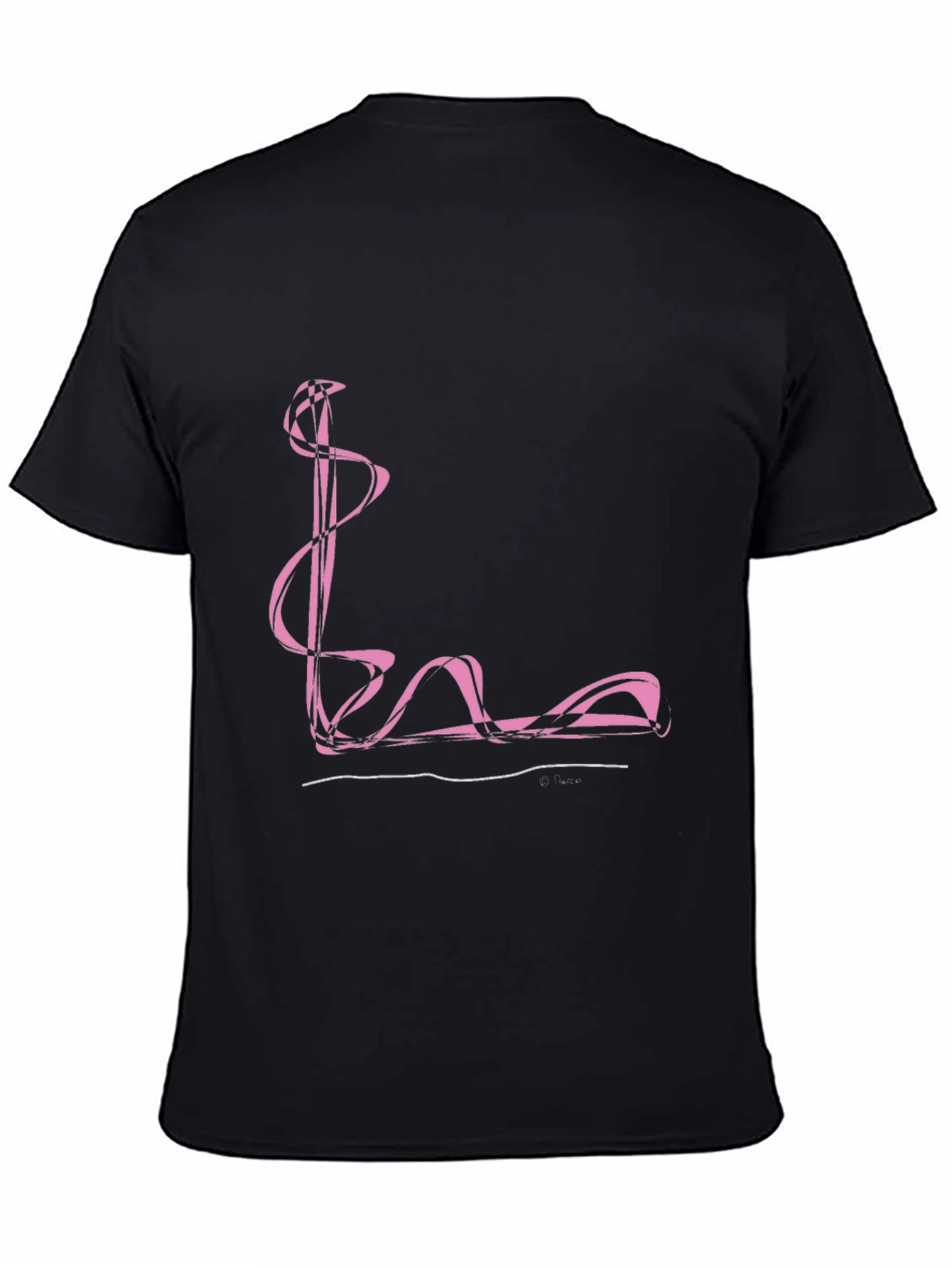 Abstract Pink Swirl Graphic Black T-Shirt