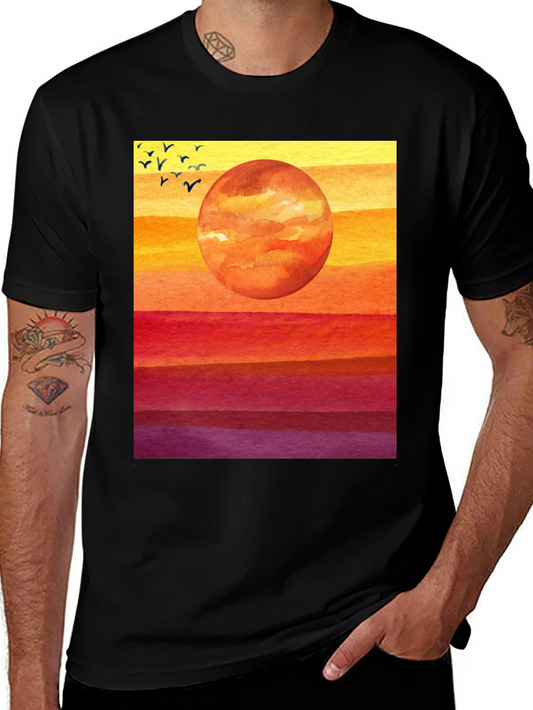 Watercolor Sunset T-Shirt - Artistic Graphic Tee