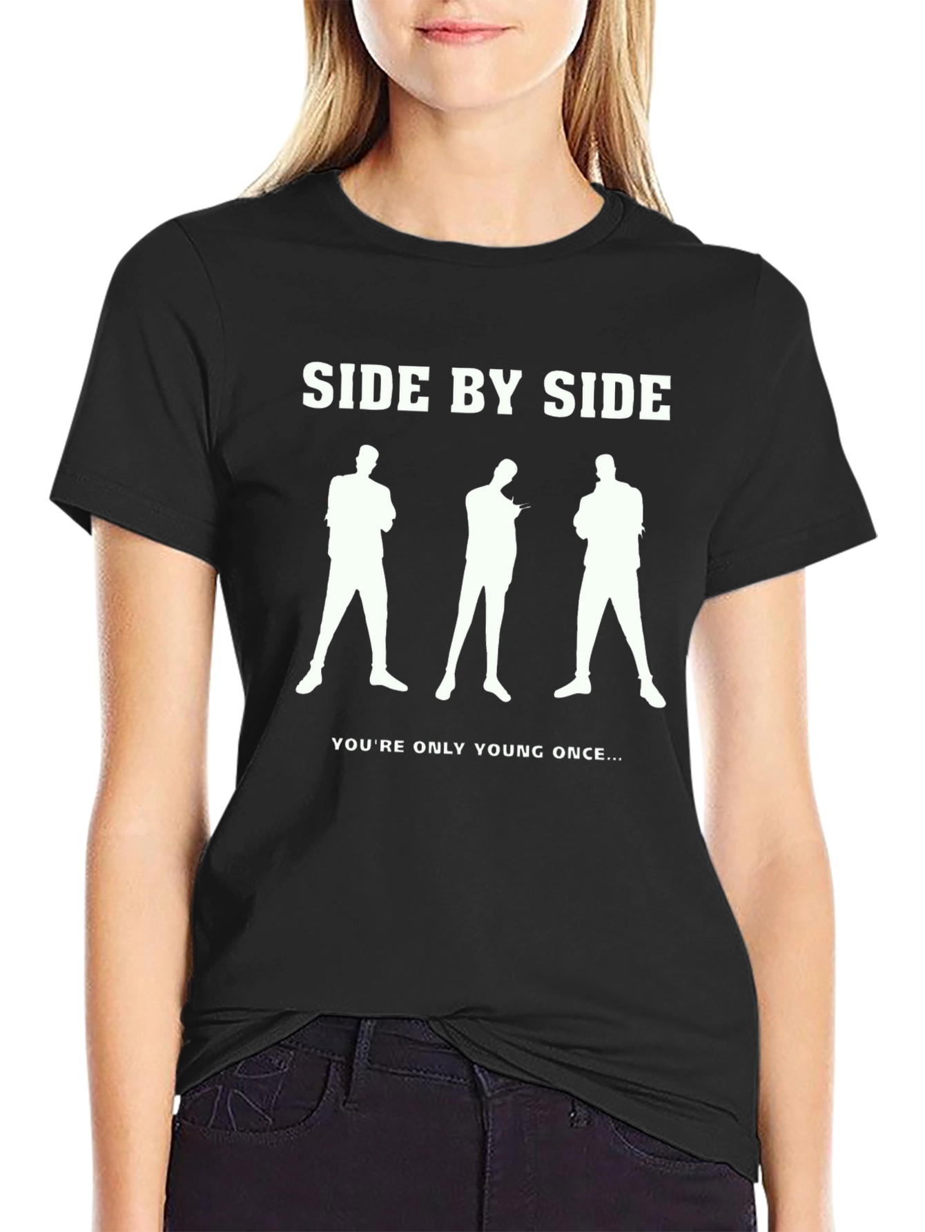 Side By Side Graphic Tee - Black