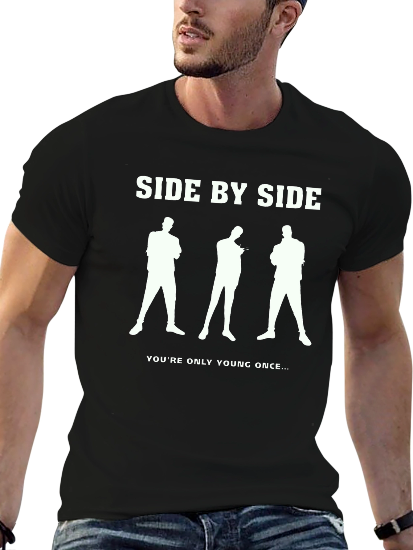 Side By Side Graphic Tee - Black