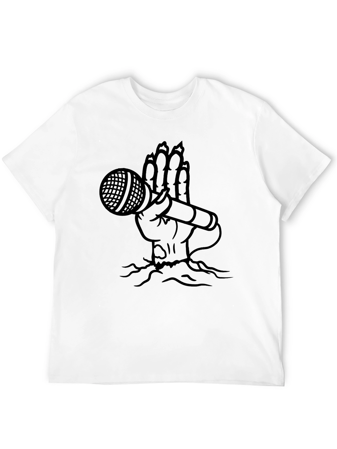 Hand Holding Mic Graphic T-Shirt - Black