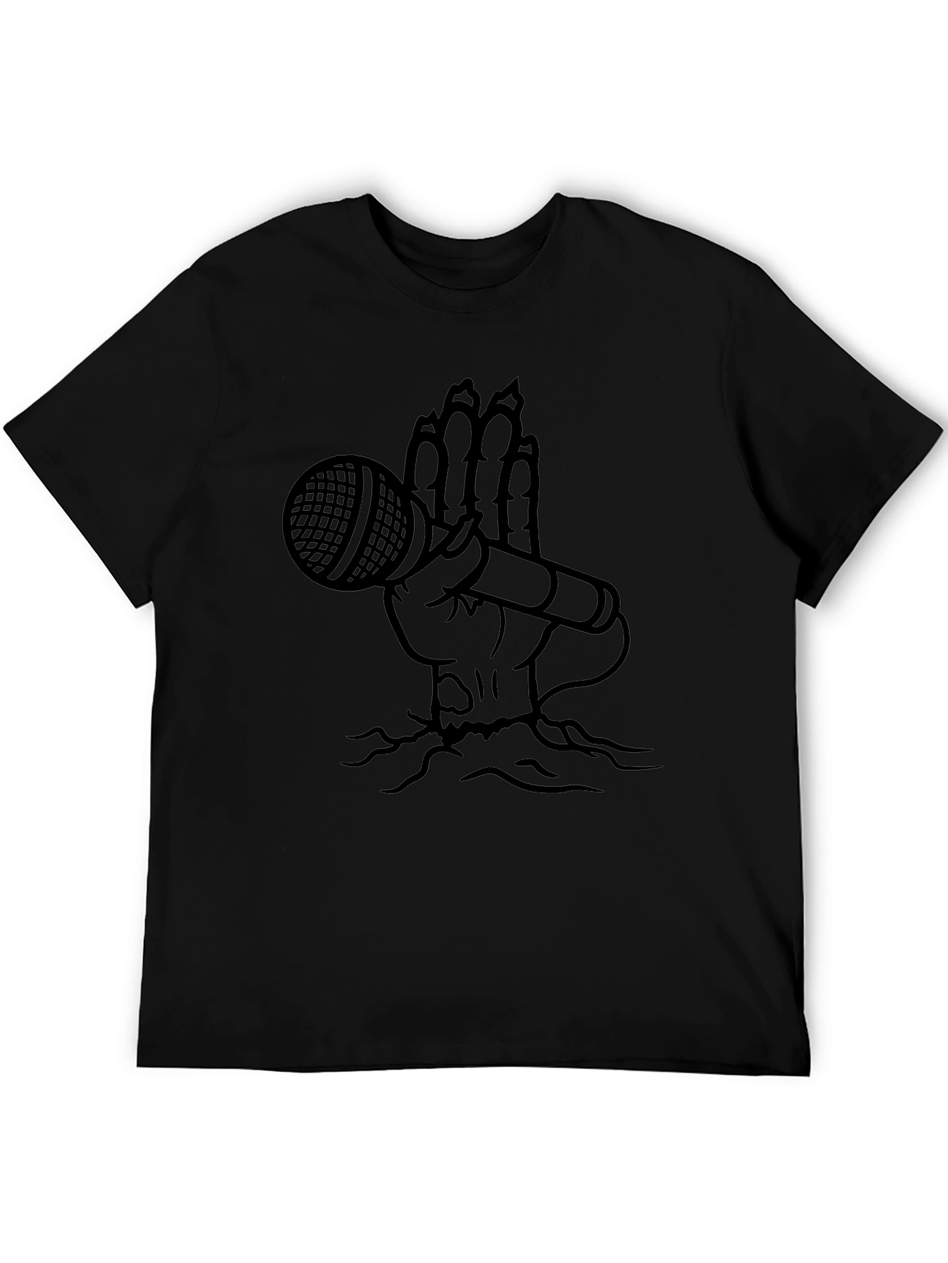 Hand Holding Mic Graphic T-Shirt - Black
