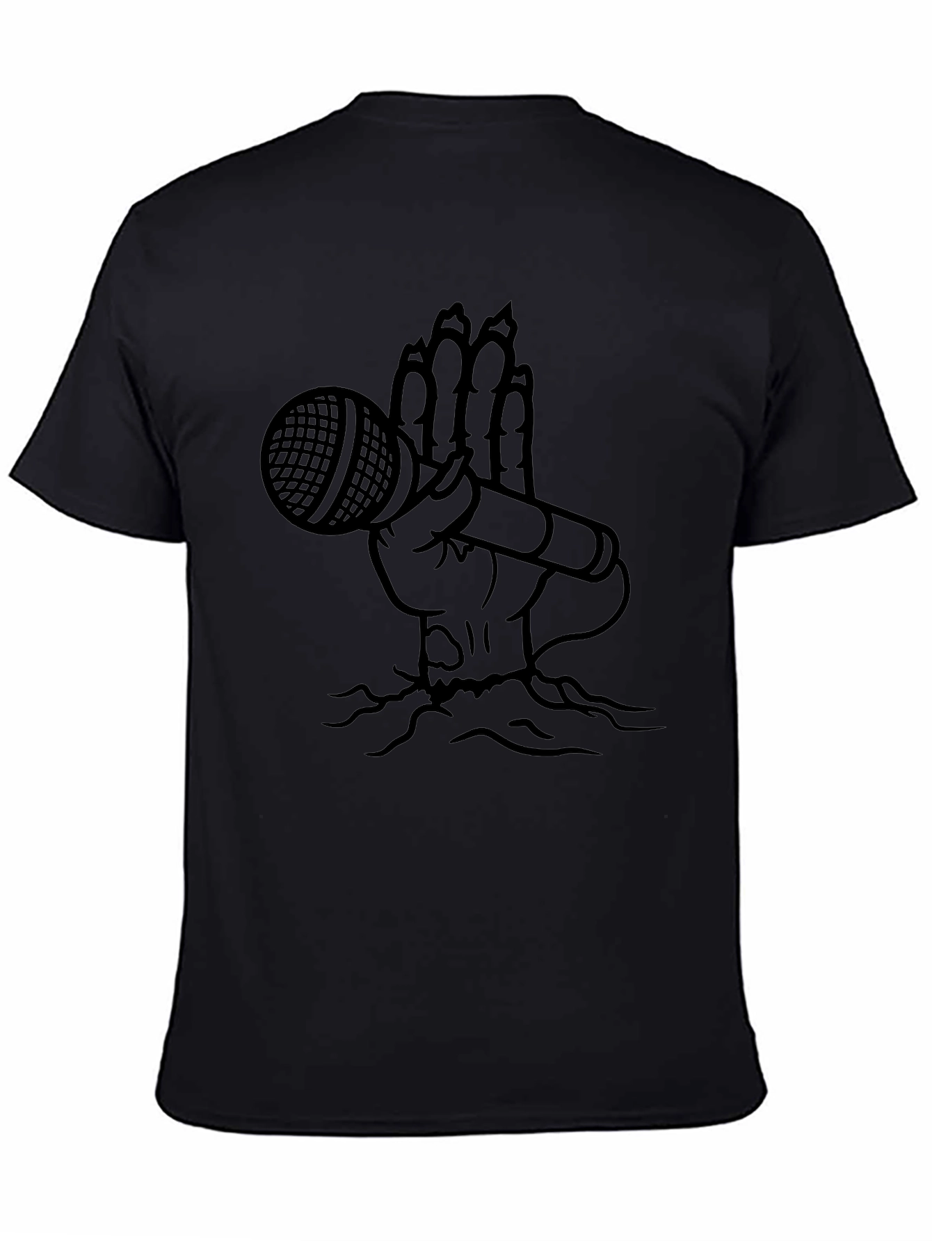 Hand Holding Mic Graphic T-Shirt - Black