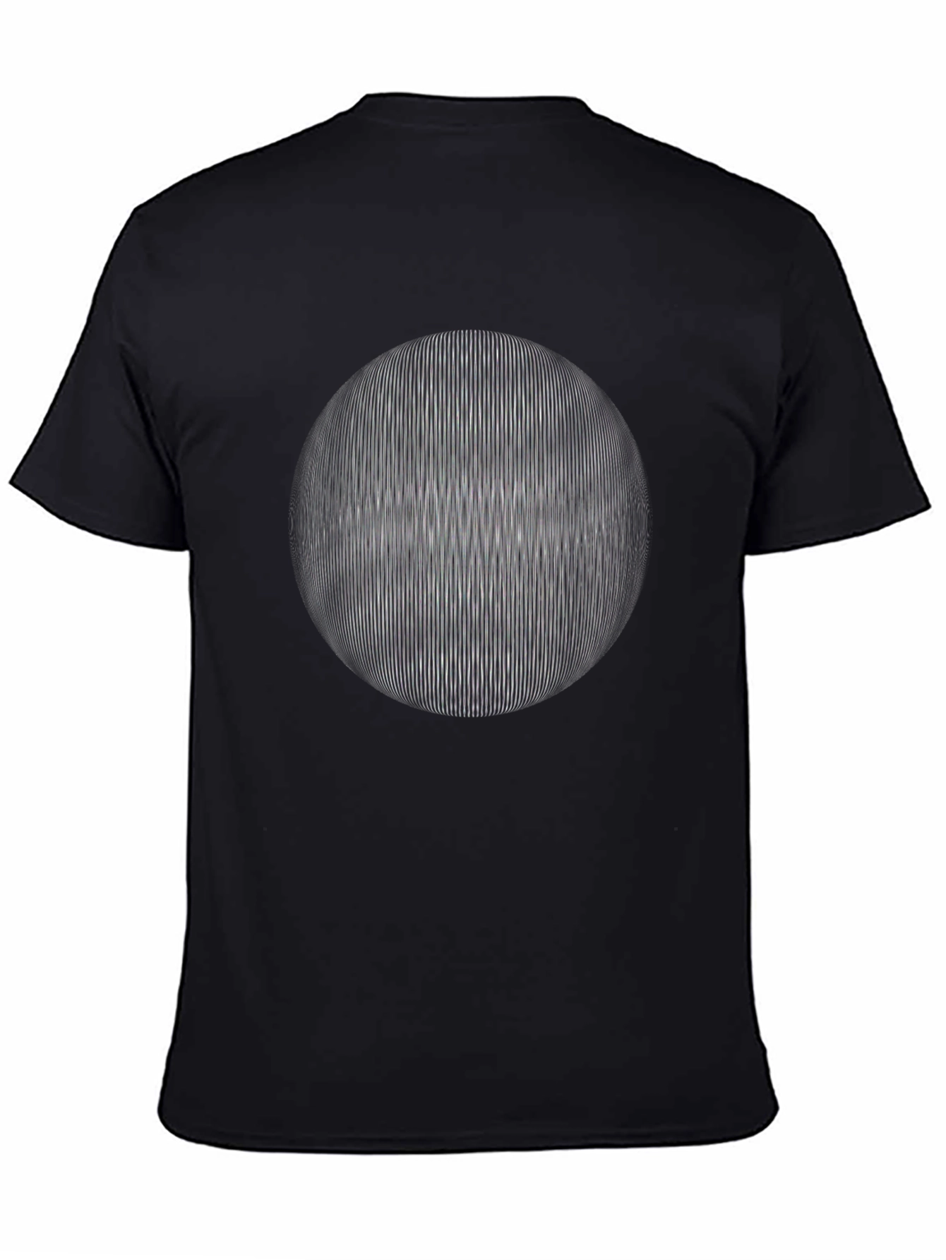 Optical Illusion Sphere Graphic T-Shirt - Black Cotton Tee