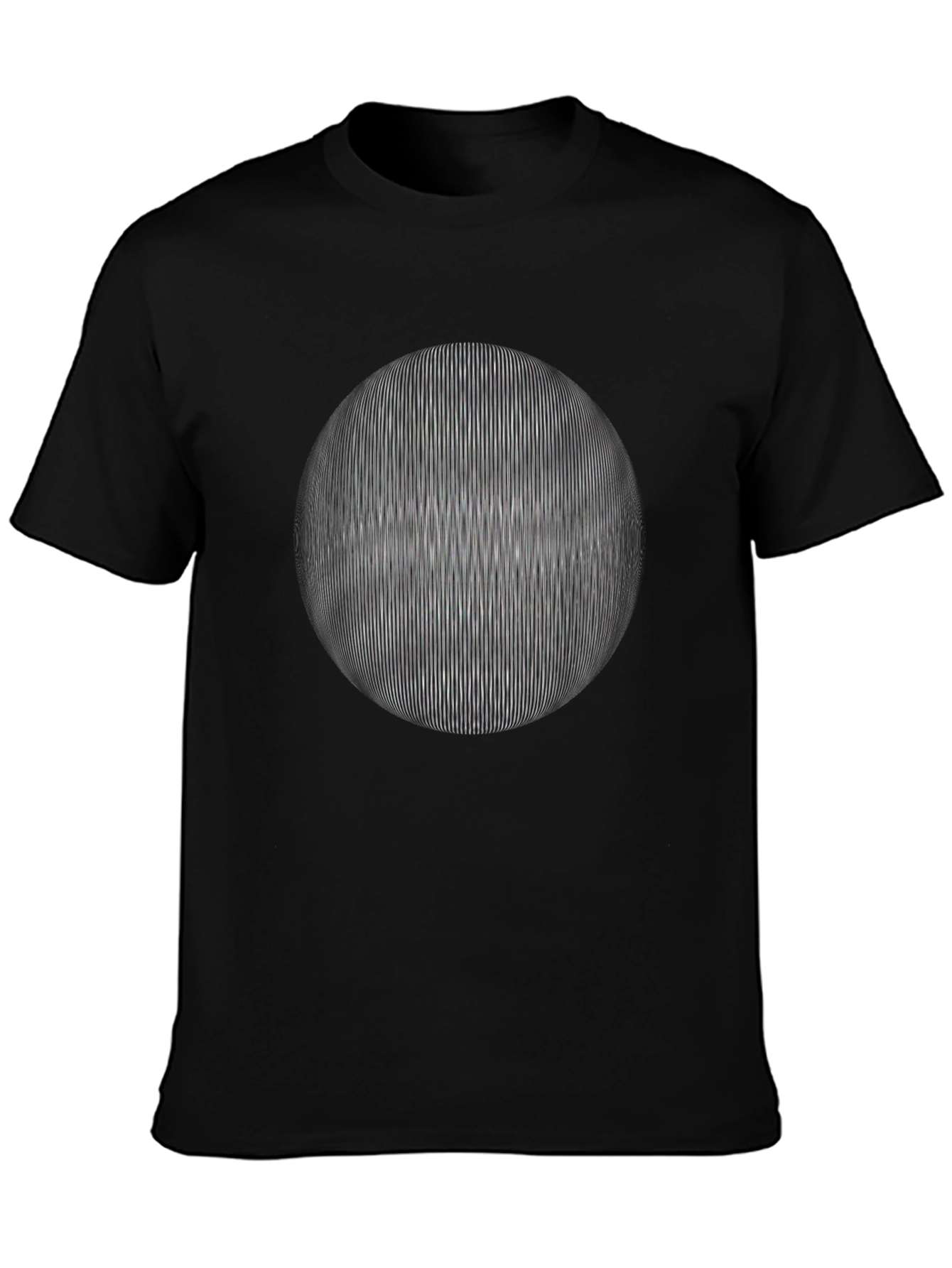 Optical Illusion Sphere Graphic T-Shirt - Black Cotton Tee