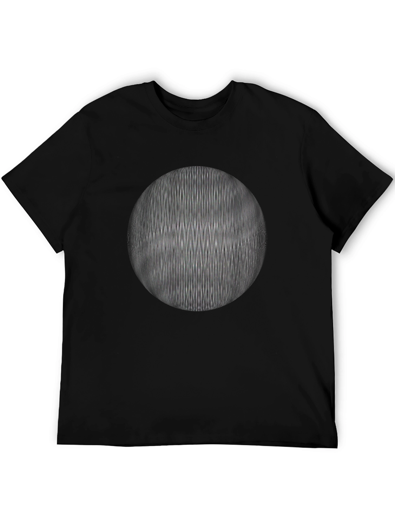 Optical Illusion Sphere Graphic T-Shirt - Black Cotton Tee