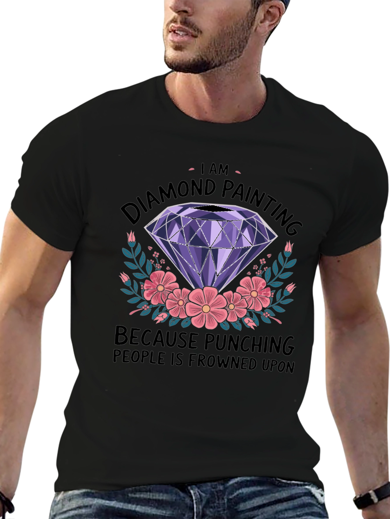 Diamond Painting Fan T-Shirt: Punching is Frowned Upon
