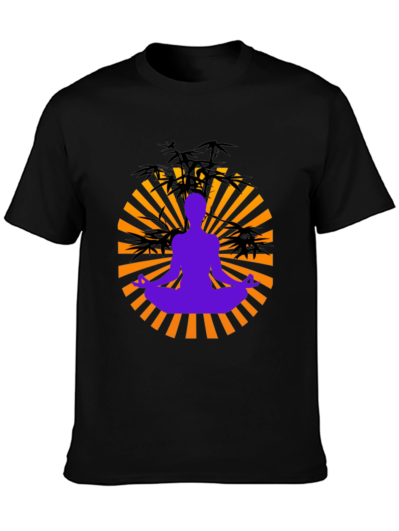 Zen Meditation Graphic Tee - Black Cotton Blend