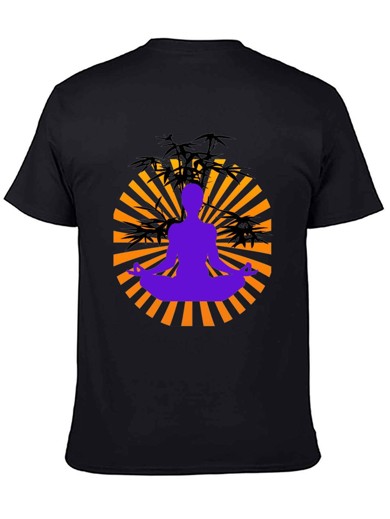 Zen Meditation Graphic Tee - Black Cotton Blend